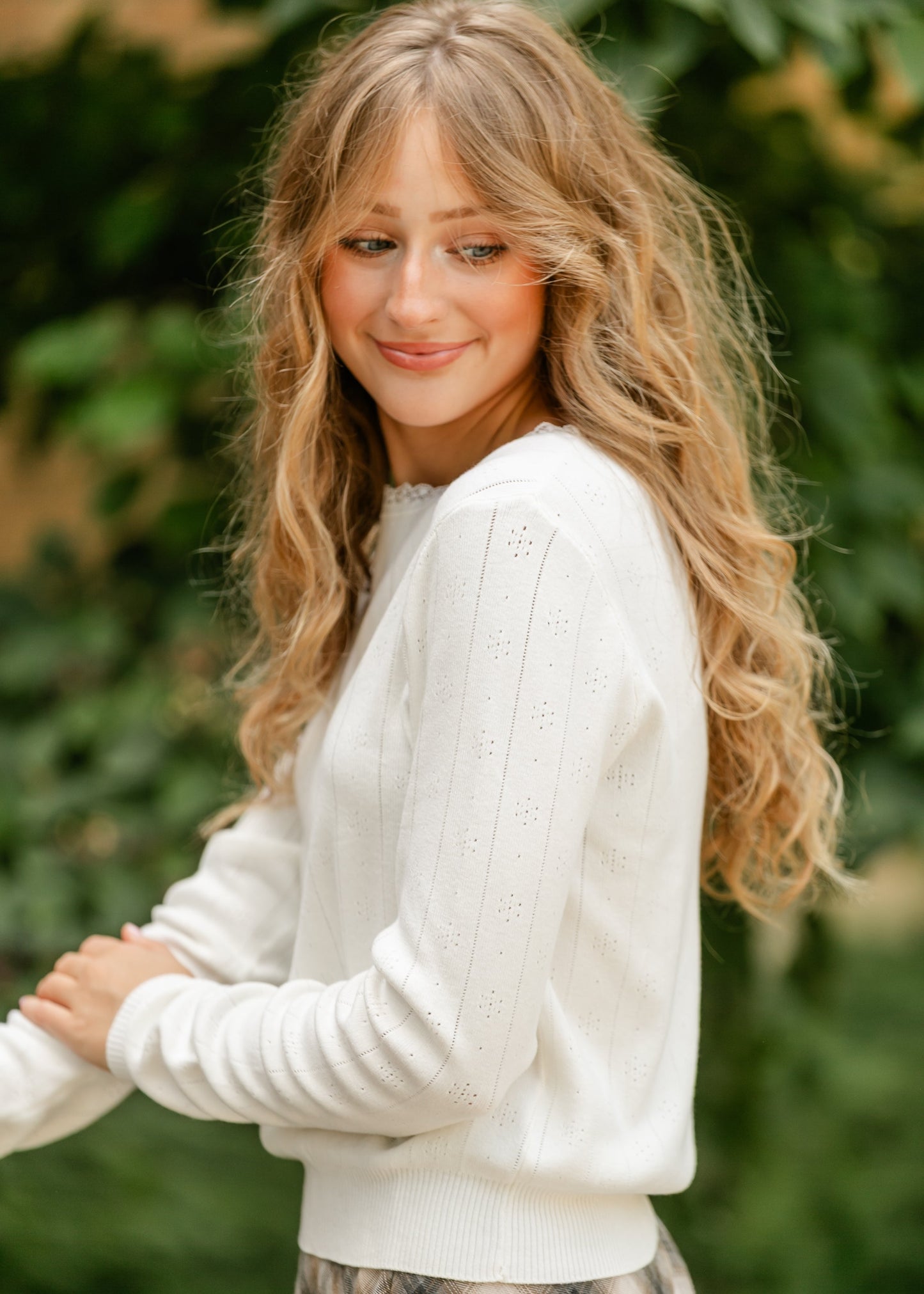 Knit Pointelle Pullover Top