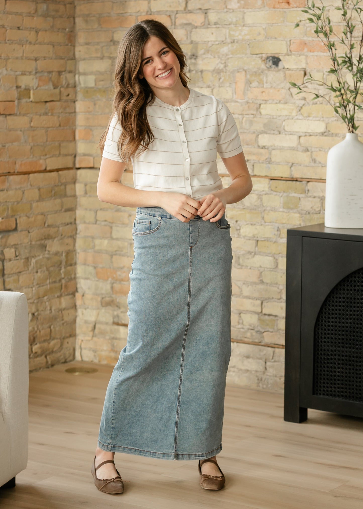 Knit Short Sleeve Button Up Top