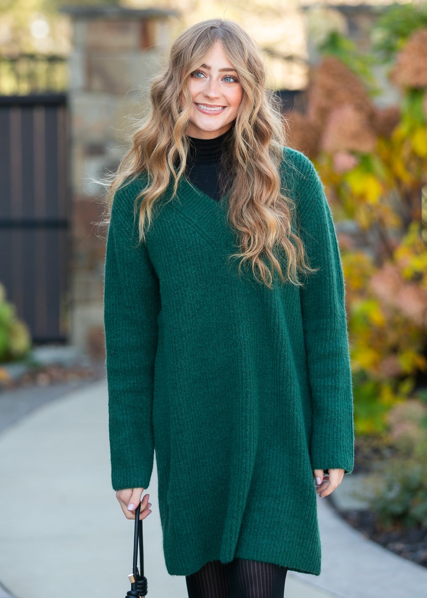 Knit V-Neck Sweater Midi Dress - FINAL SALE