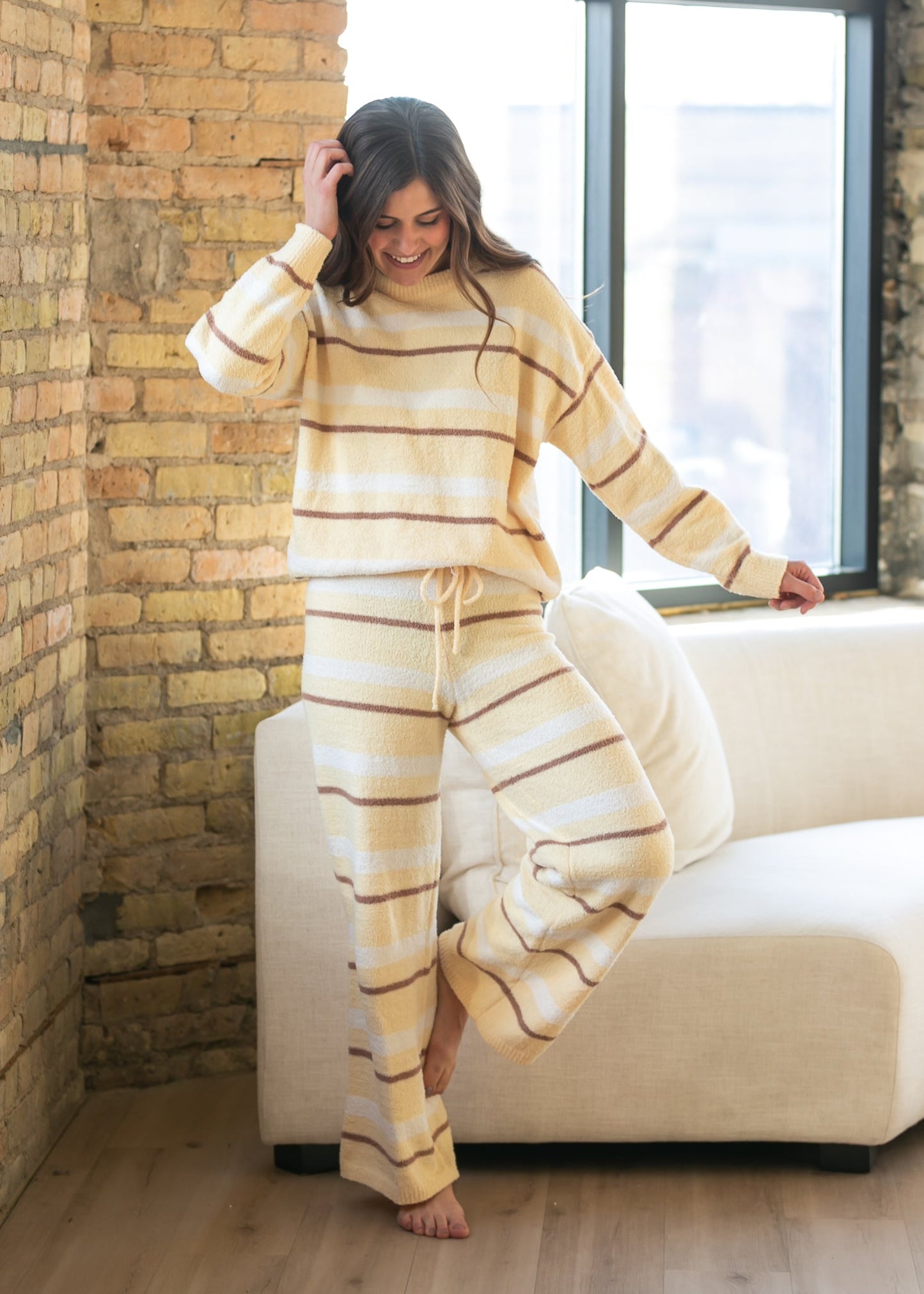 Knit Yellow Stripe Pant & Top Set