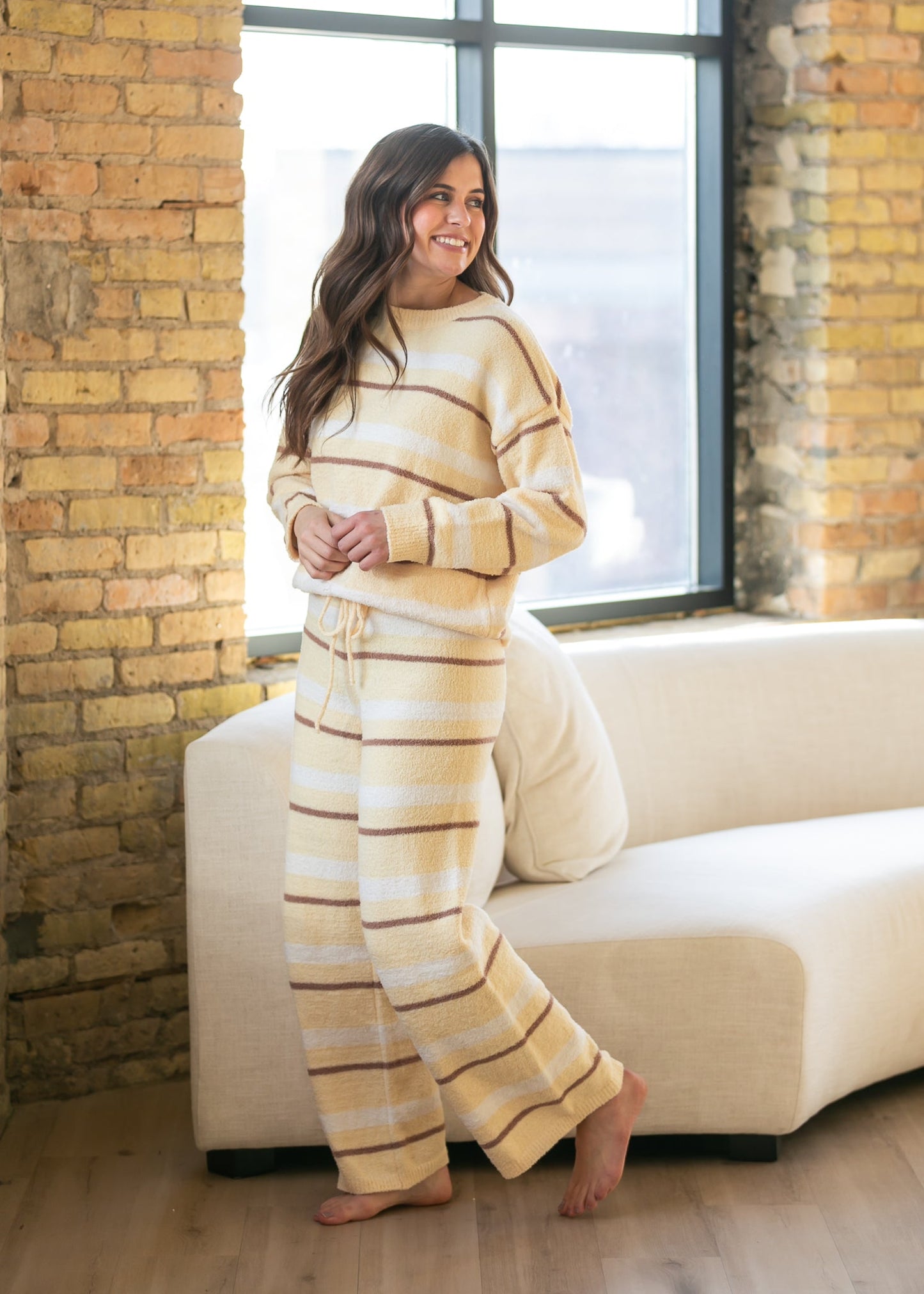 Knit Yellow Stripe Pant & Top Set