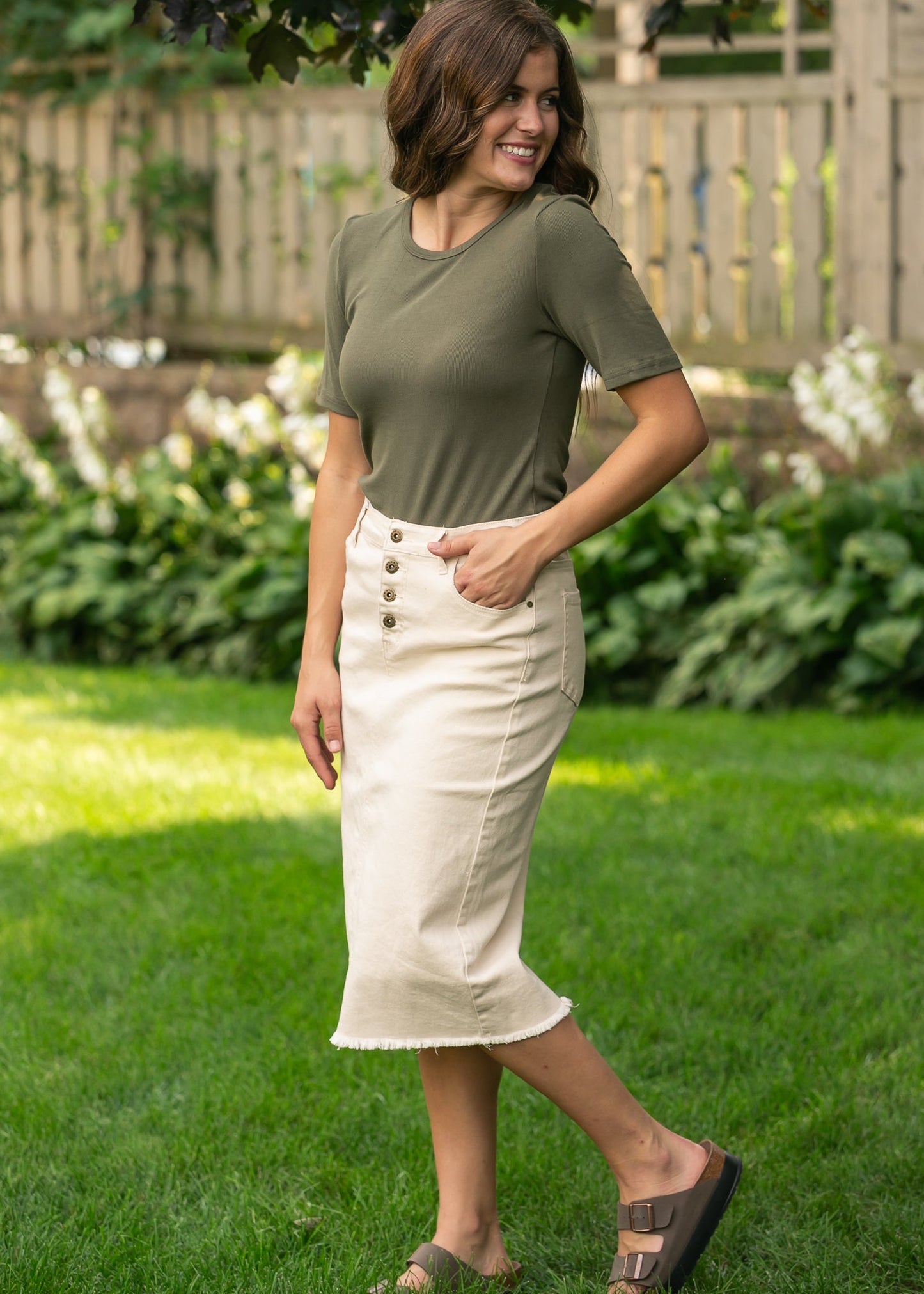 Kobe Raw Hem Denim Midi Skirt - FINAL SALE