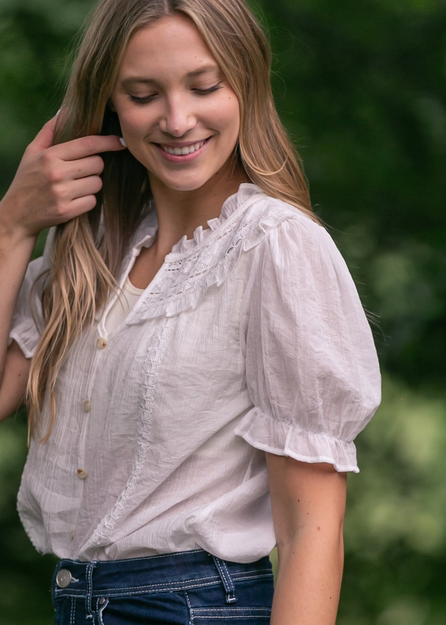 Lace Detail Puff Sleeve Top - FINAL SALE