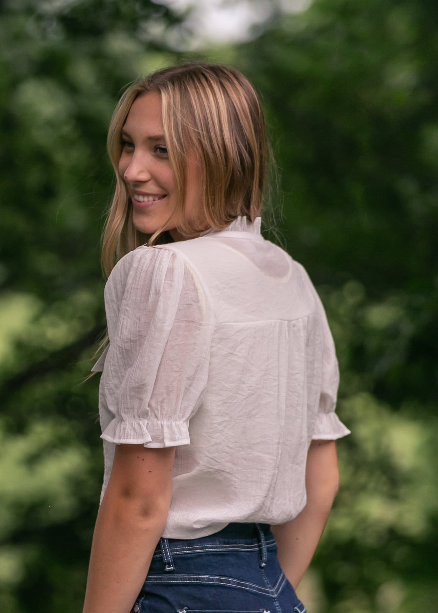 Lace Detail Puff Sleeve Top - FINAL SALE