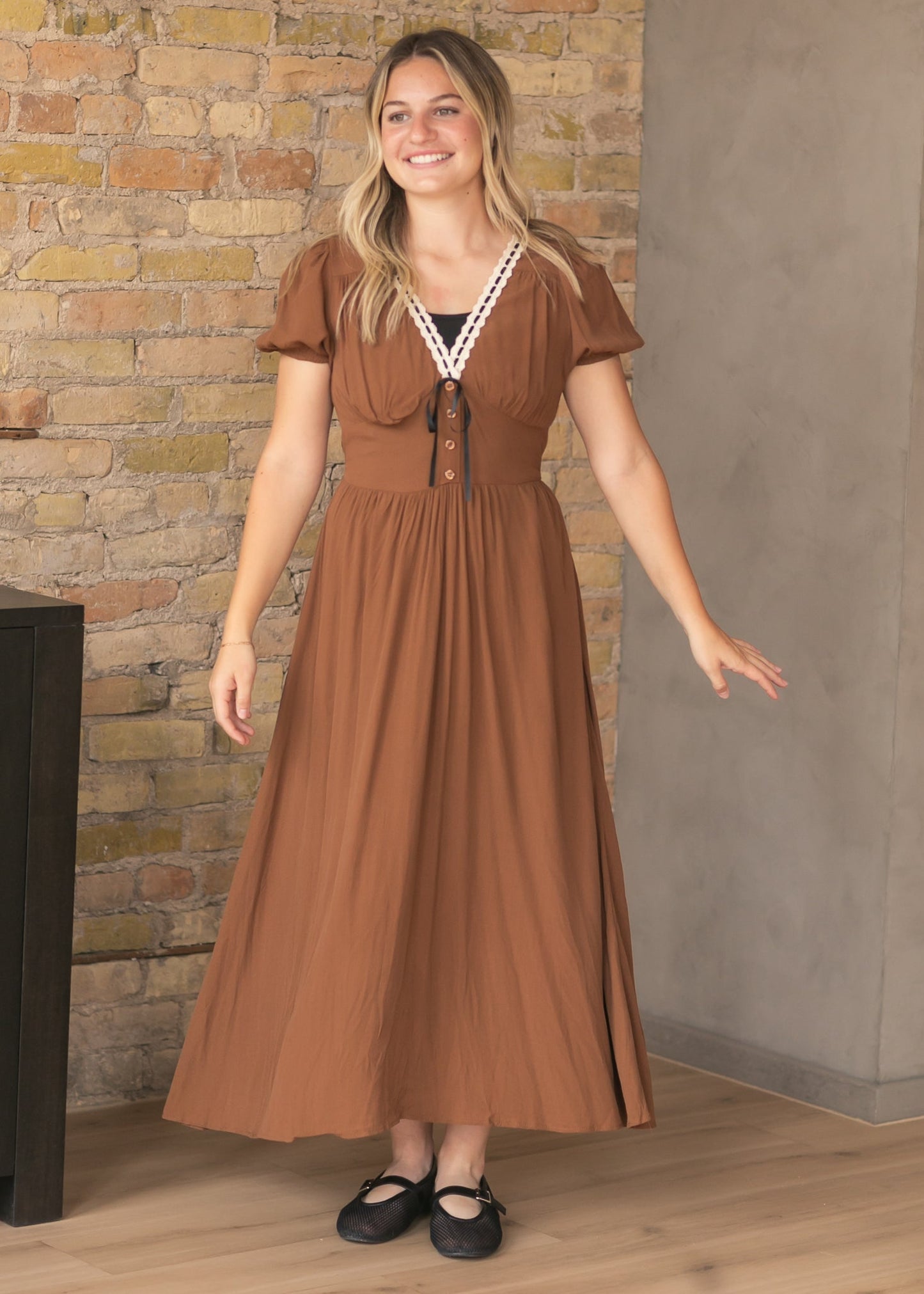 Lace Ribbon Corset Detail Dress - FINAL SALE
