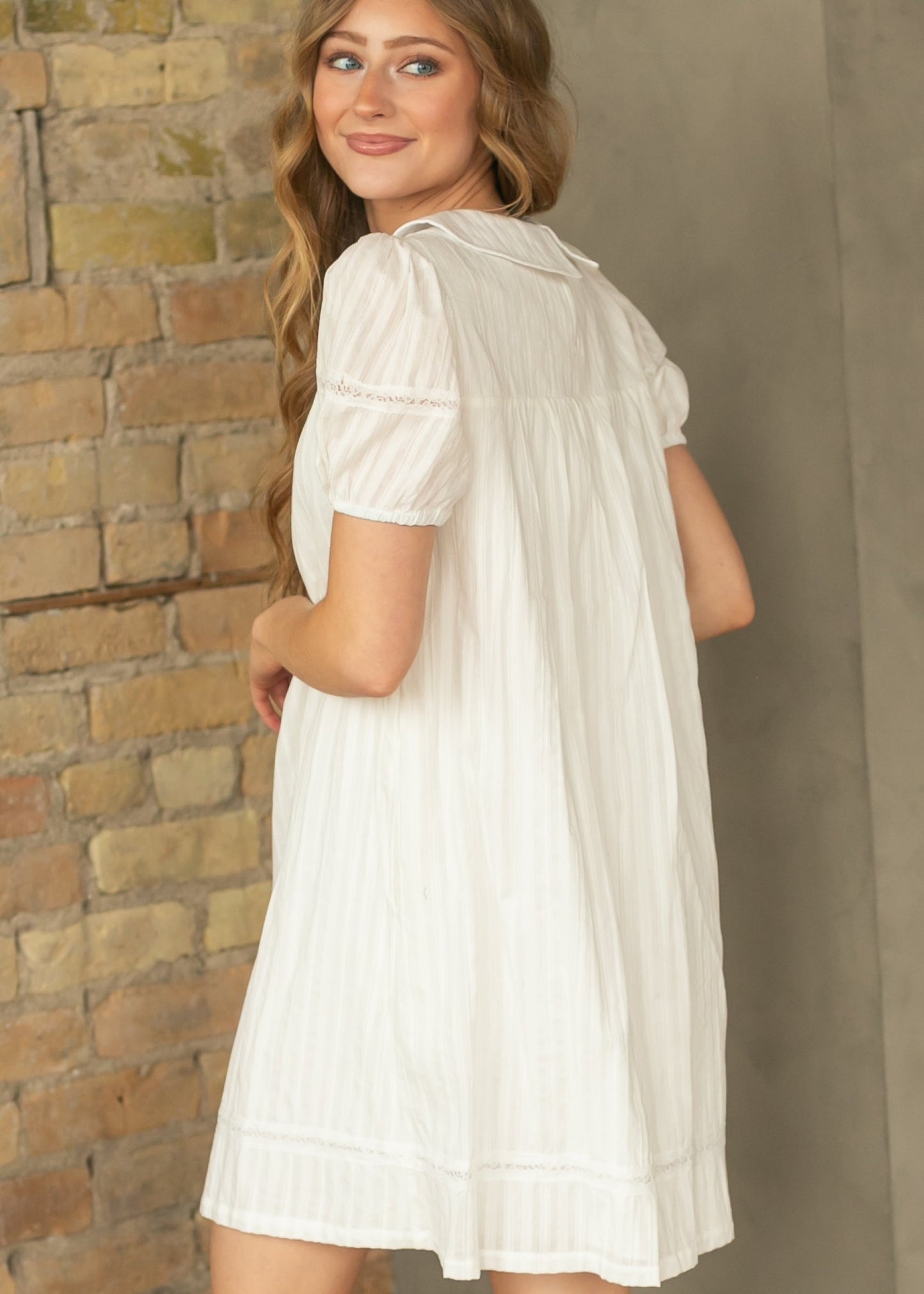 Lace Trim Cotton Midi Dress