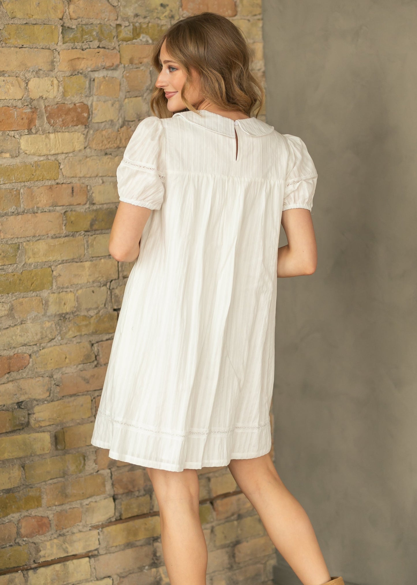 Lace Trim Cotton Midi Dress