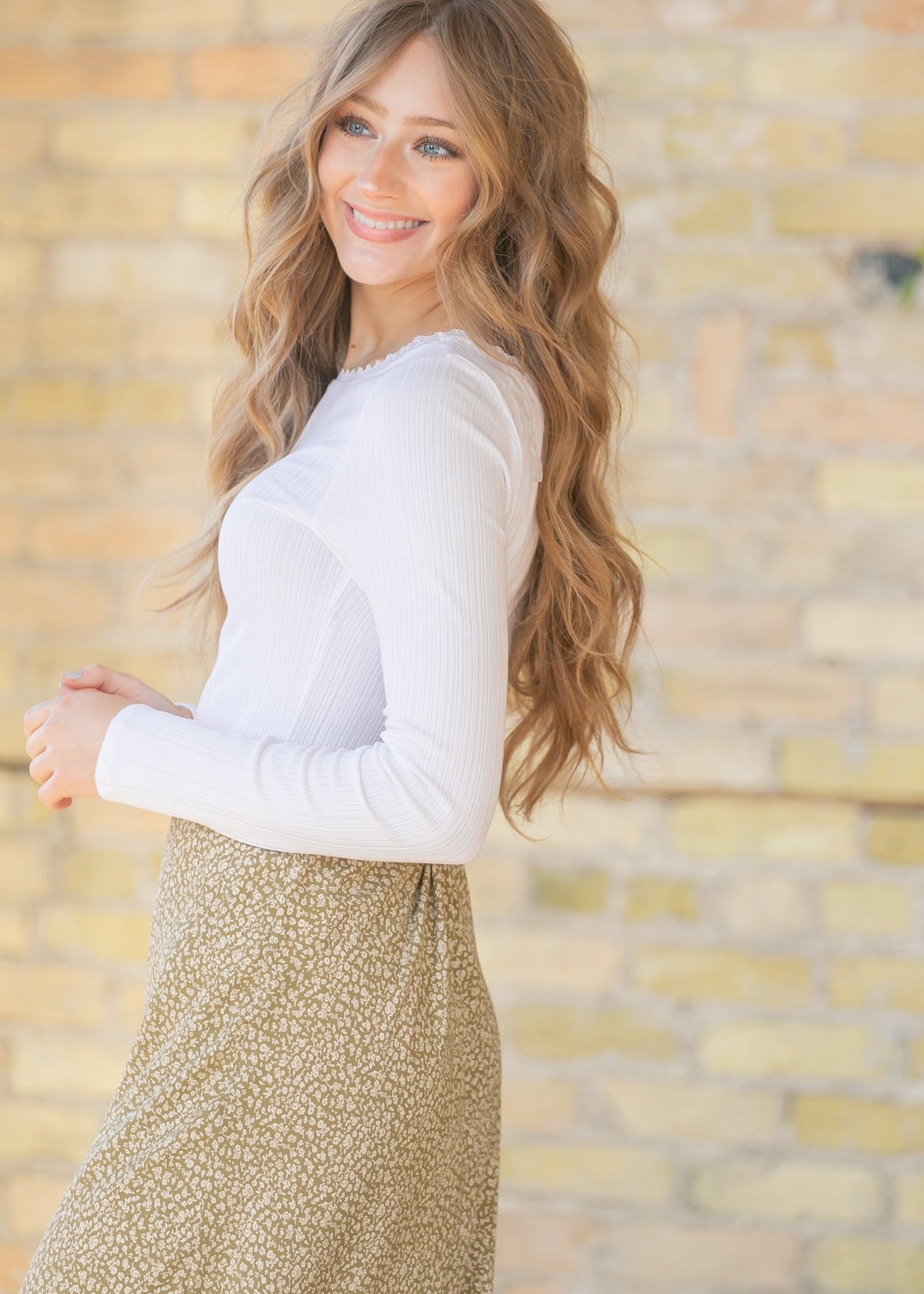Laced Boat Neck Long Sleeve Top
