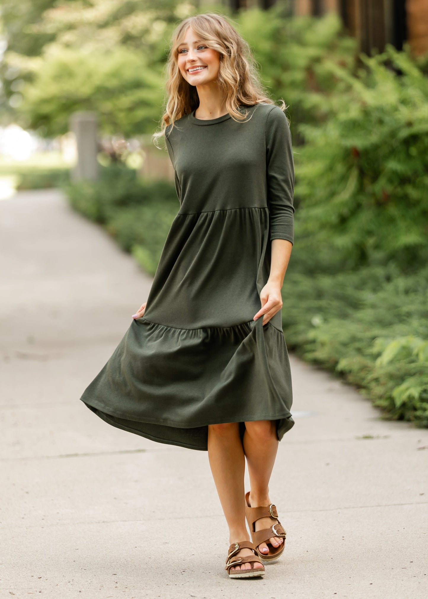 Lacy Ribbed Midi Dress - FINAL SALE