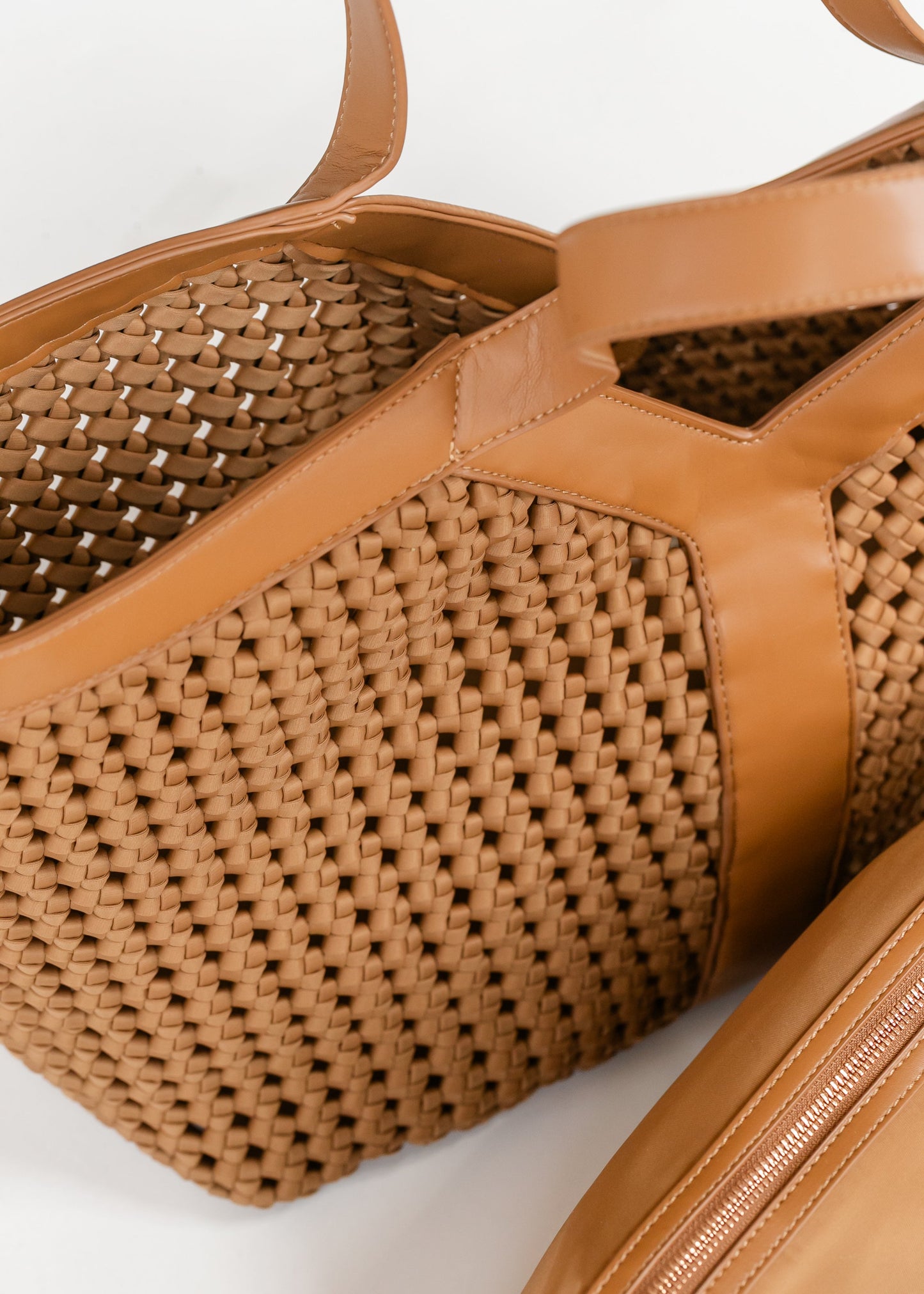 Large Camel Woven Tote Bag