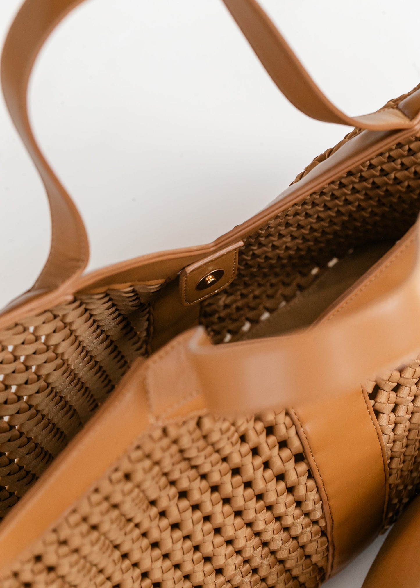 Large Camel Woven Tote Bag