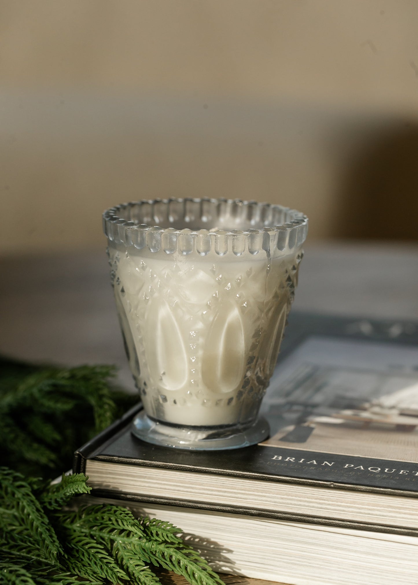 Lavender Vanilla Pressed Glass Candle