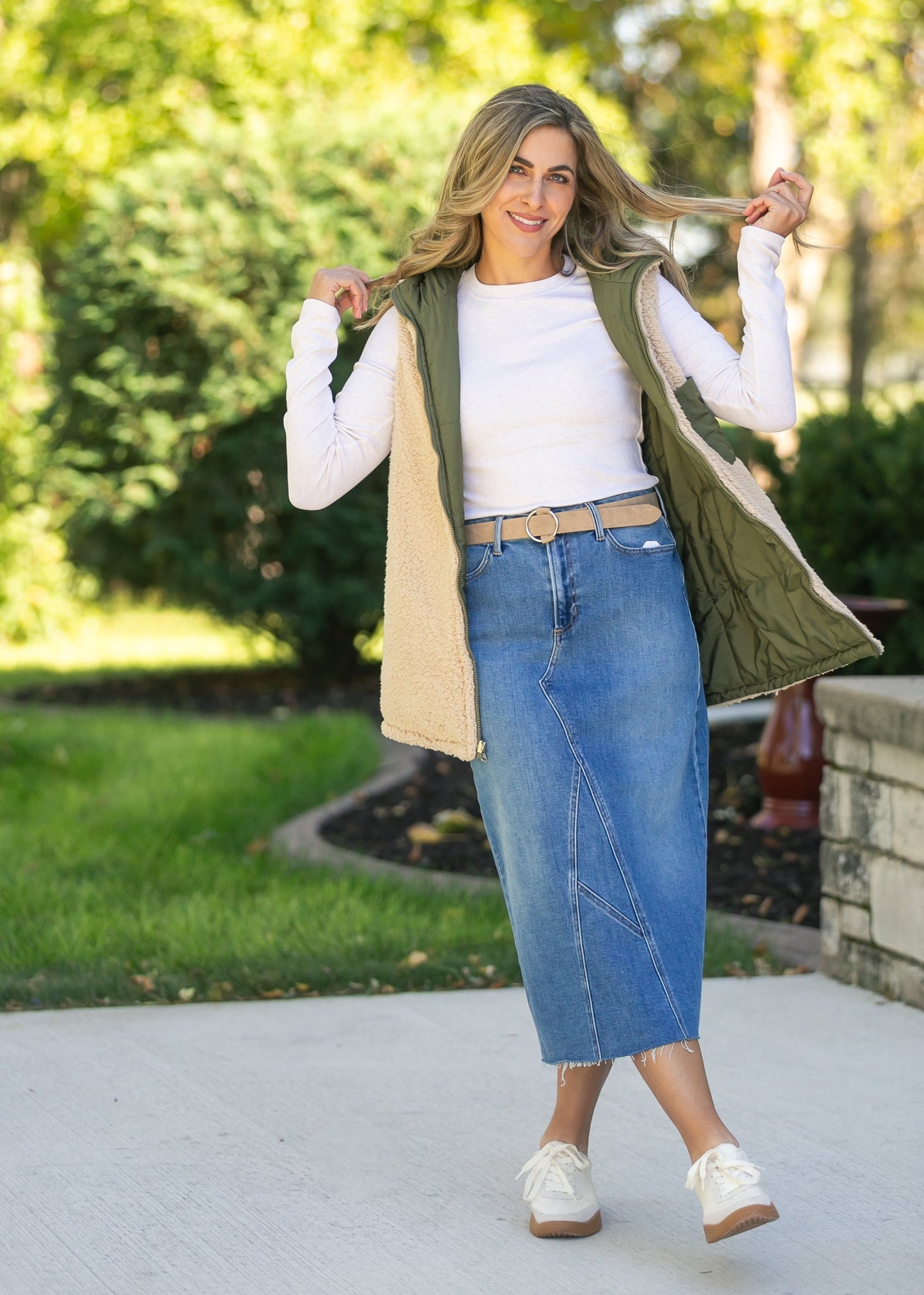 Lee A-Line Raw Hem Midi Skirt - FINAL SALE