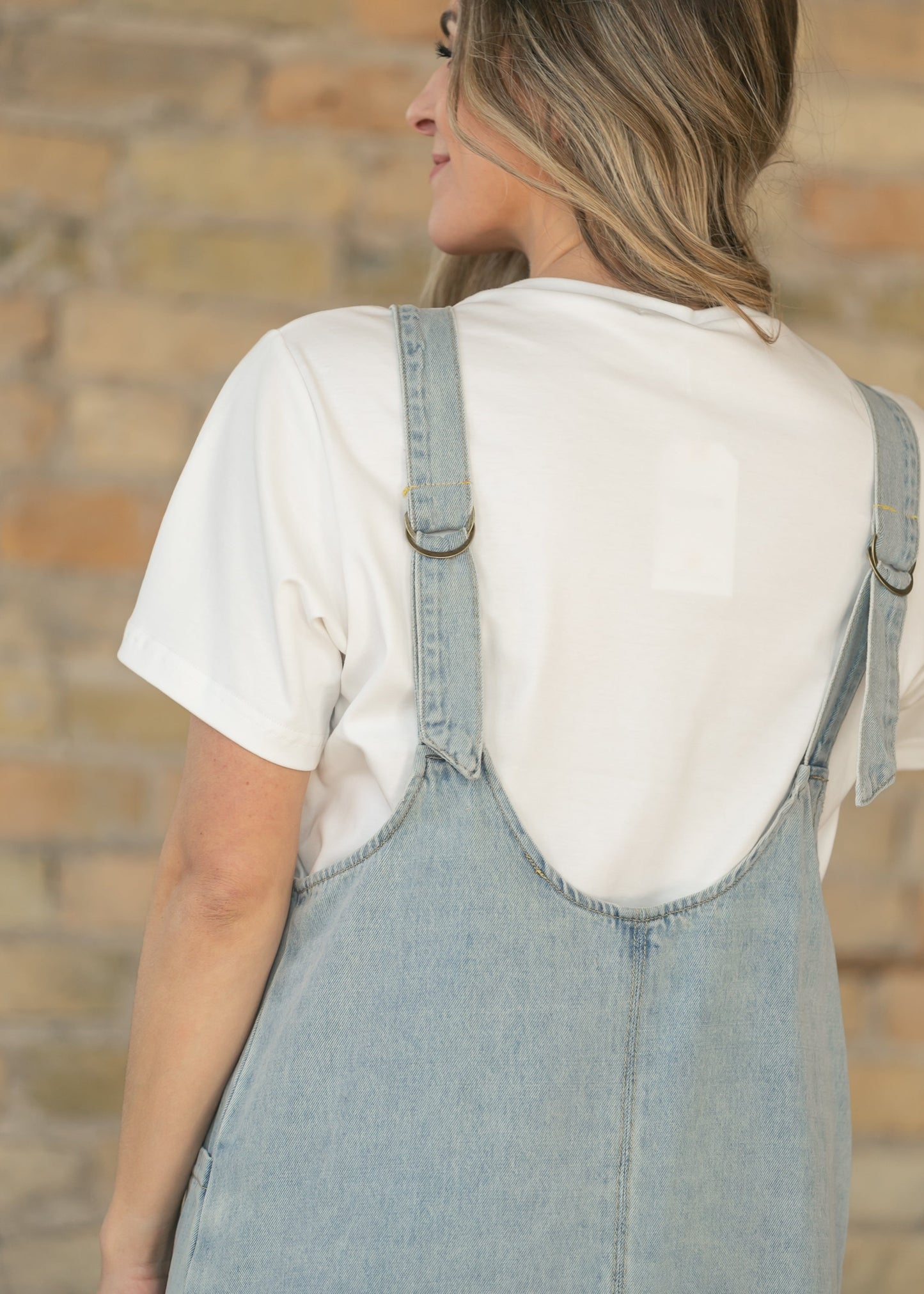 Light Wash Denim Overall Midi Dress