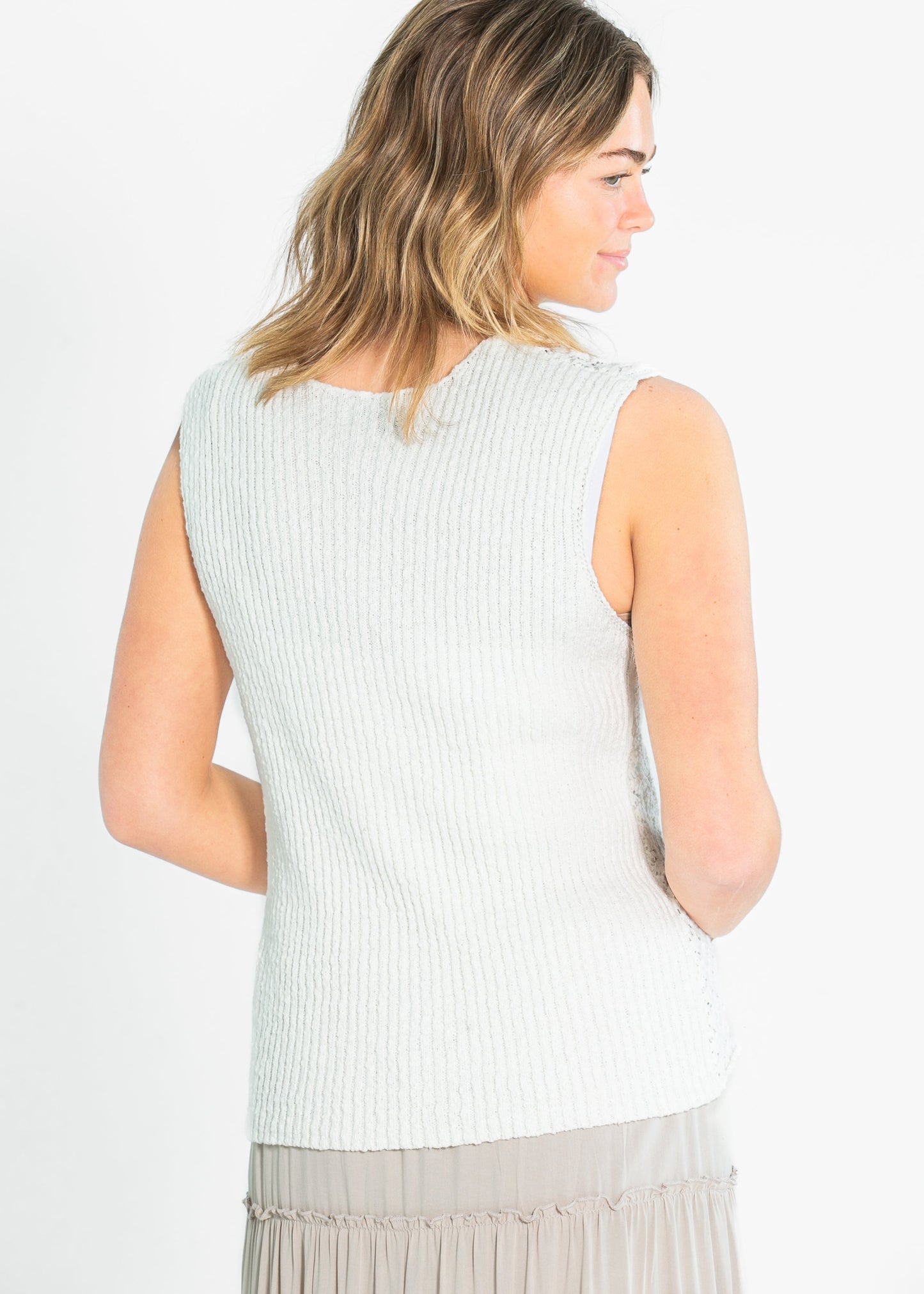 Lightweight Knit Button Up Sleeveless Top - FINAL SALE