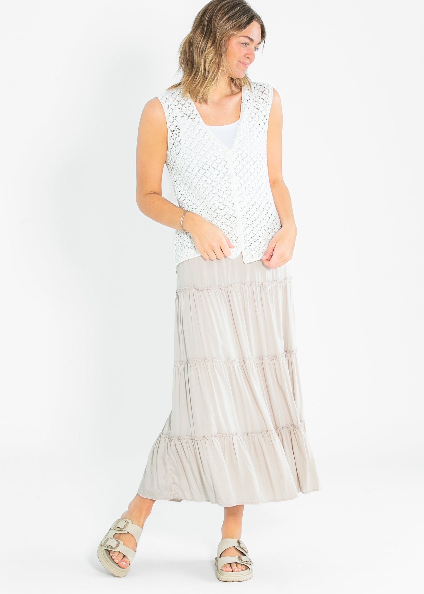 Lightweight Knit Button Up Sleeveless Top - FINAL SALE