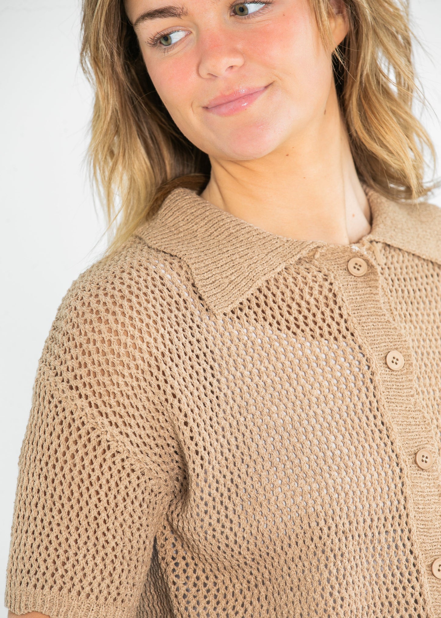 Lightweight Knit Collared Short Sleeve Top - FINAL SALE