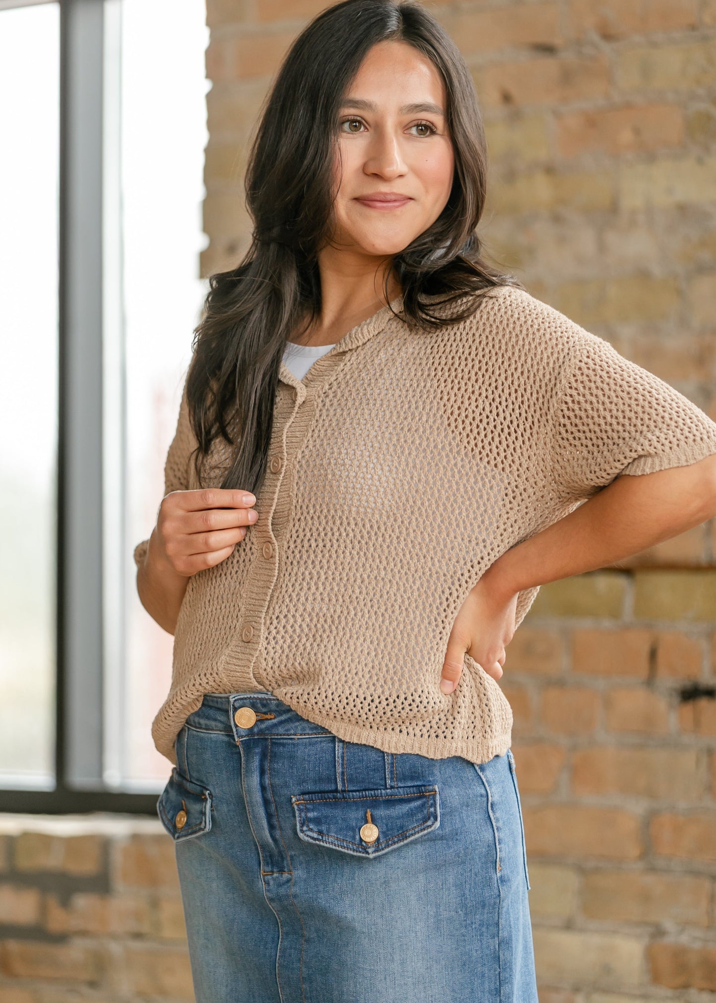 Lightweight Knit Collared Short Sleeve Top - FINAL SALE