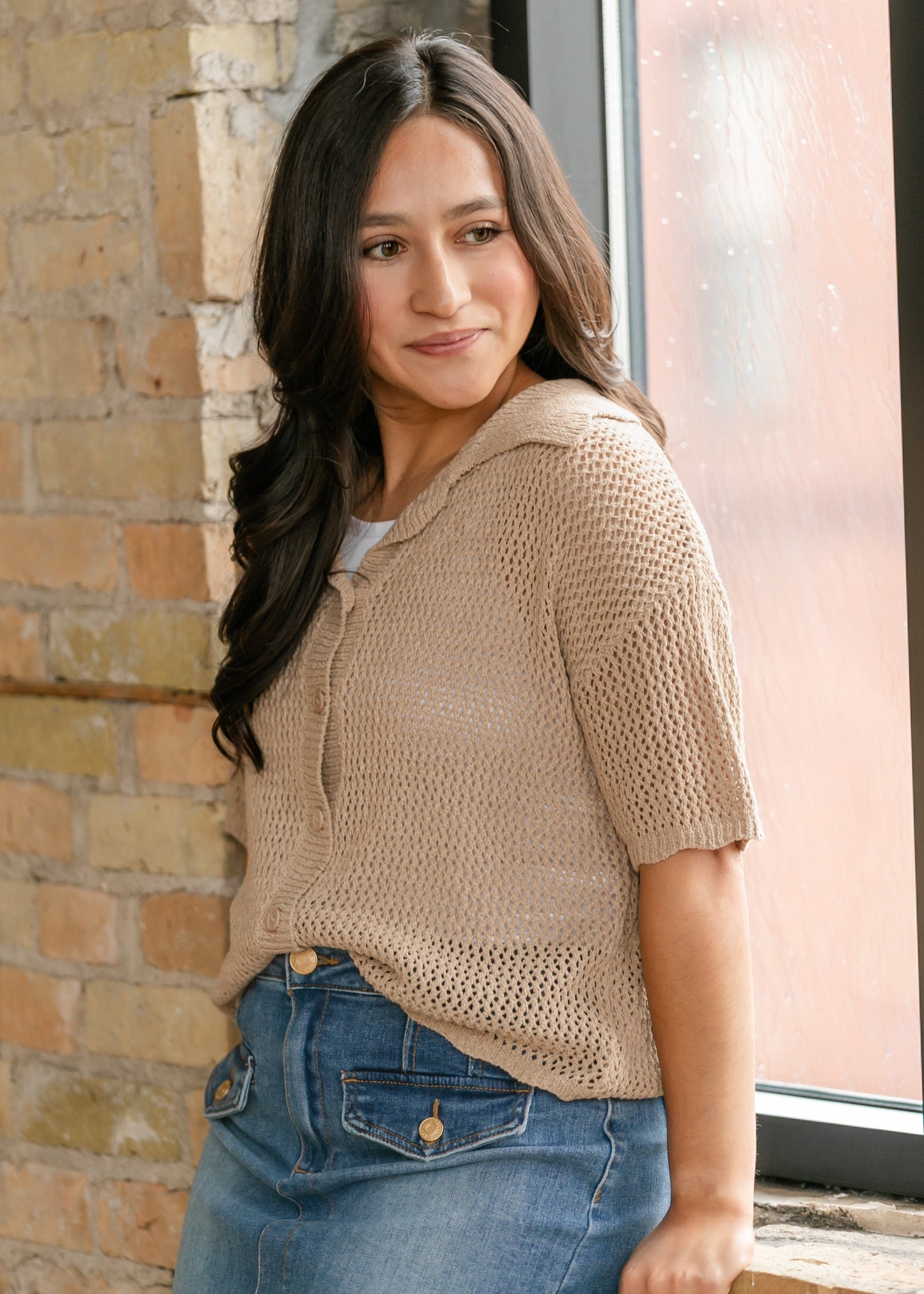 Lightweight Knit Collared Short Sleeve Top - FINAL SALE