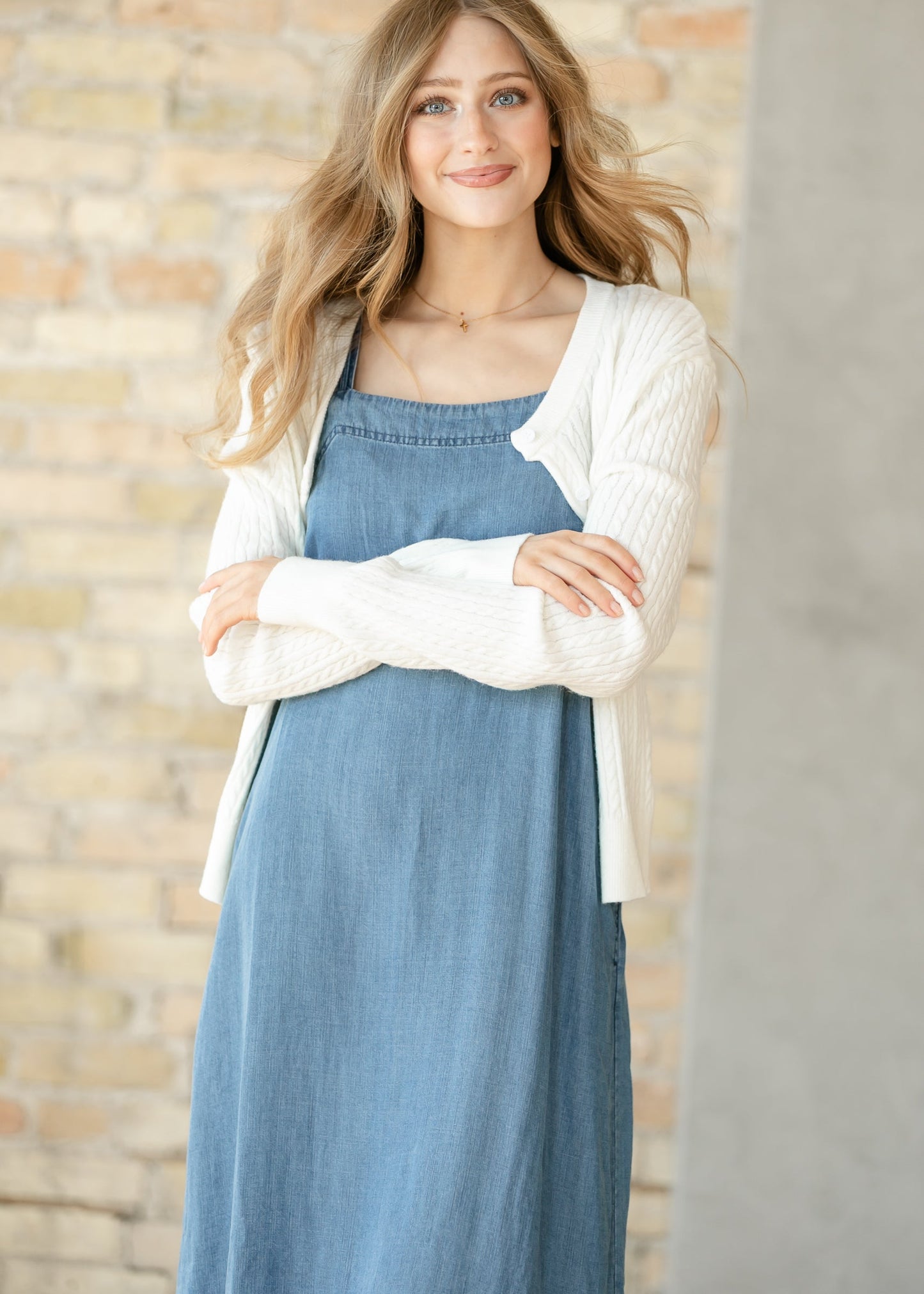 Medium Wash Lightweight Tencel Tank Maxi Dress