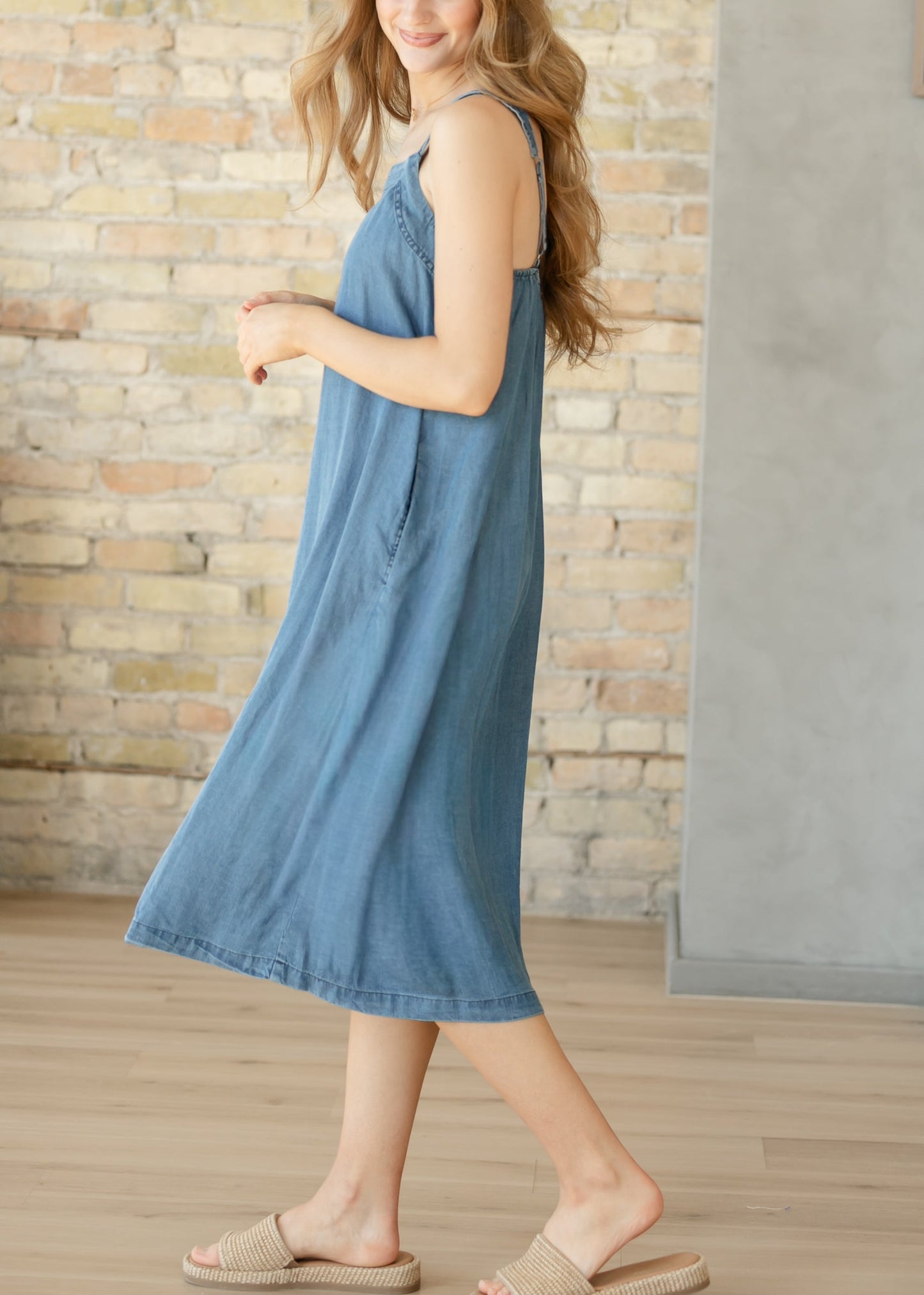 Medium Wash Lightweight Tencel Tank Maxi Dress