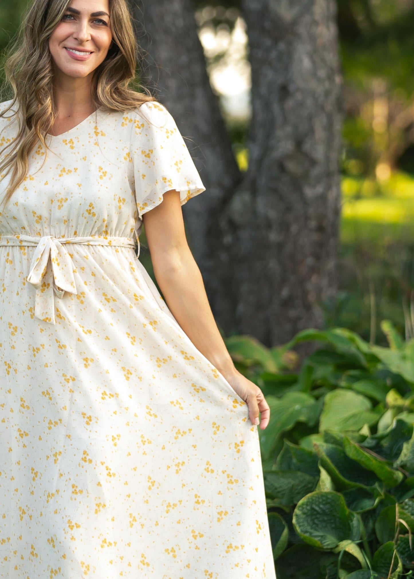 Lilia Flutter Sleeve Maxi Dress