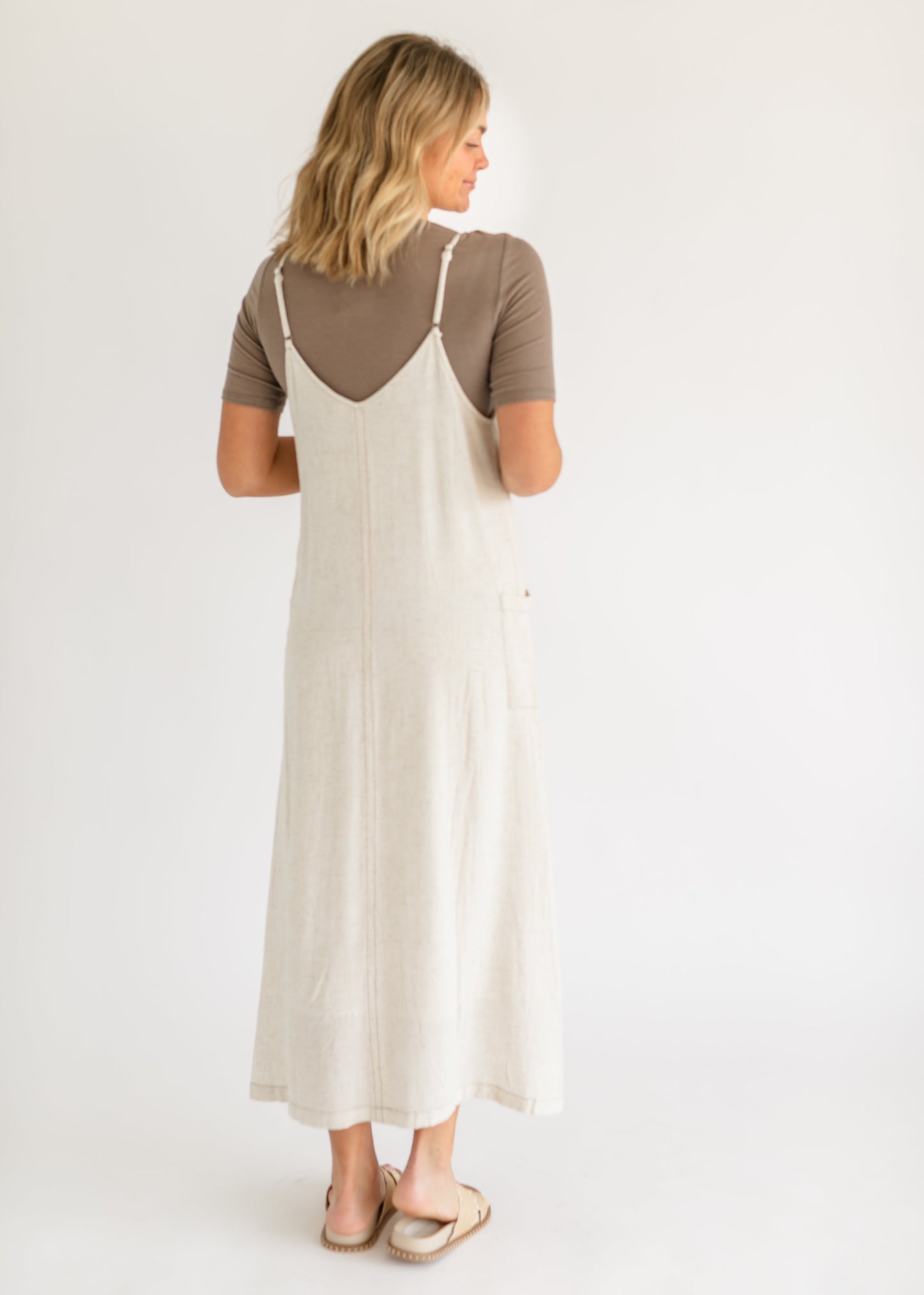Linen Blend Adjustable Overall Dress - FINAL SALE