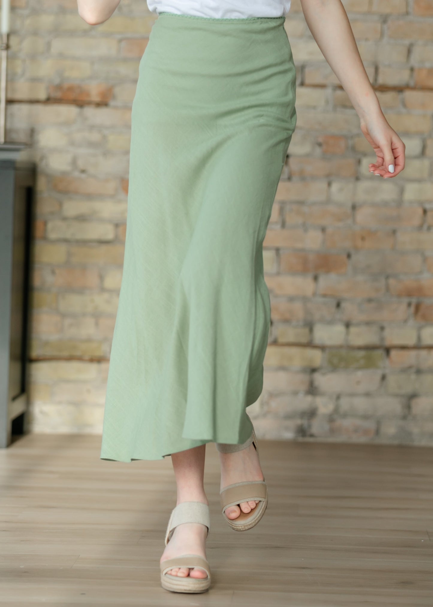 Linen Blend Classic Maxi Skirt