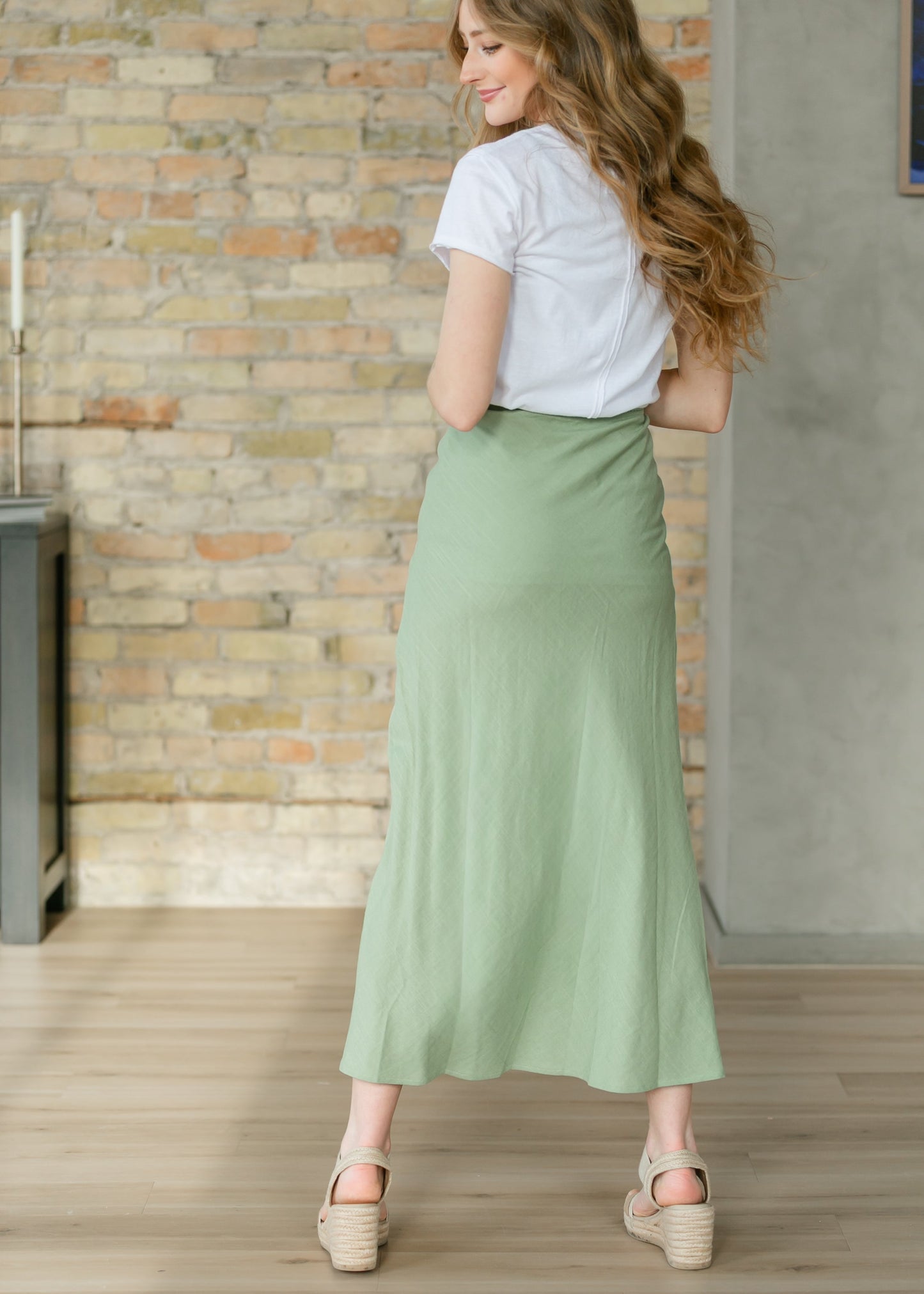 Linen Blend Classic Maxi Skirt