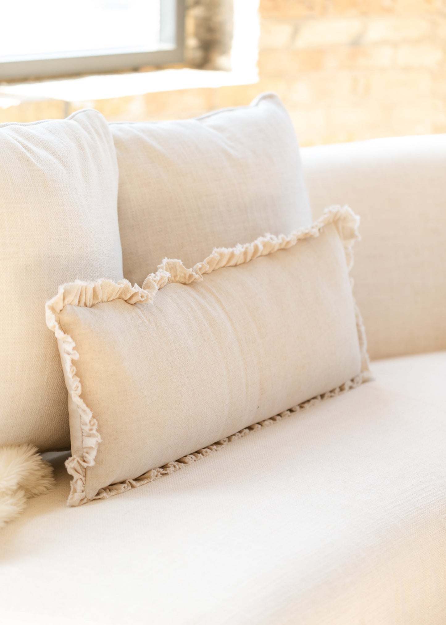 Linen Blend Lumbar Cushion Cover Pillowcase - FINAL SALE