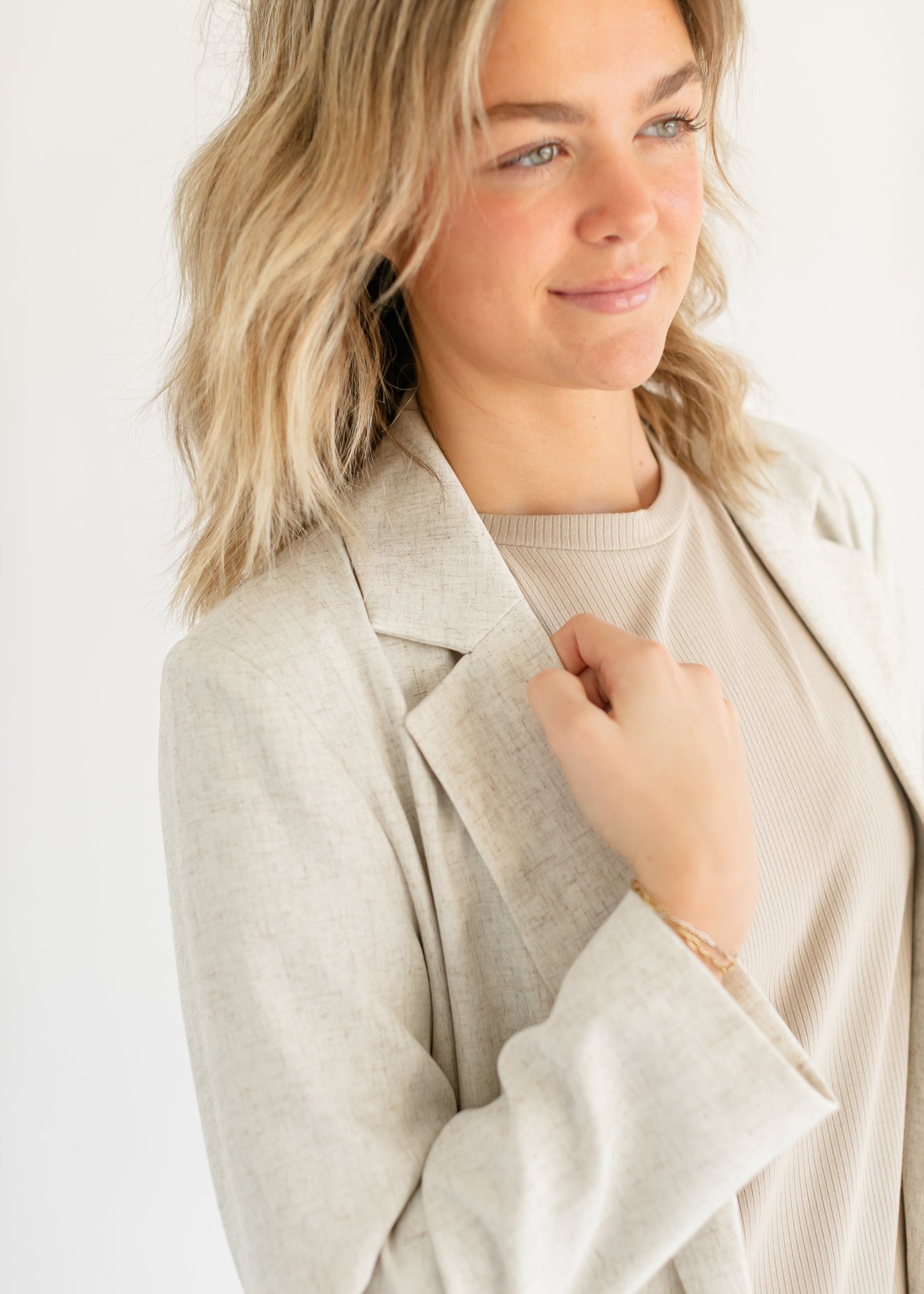 Linen Blend Open Front Blazer - FINAL SALE