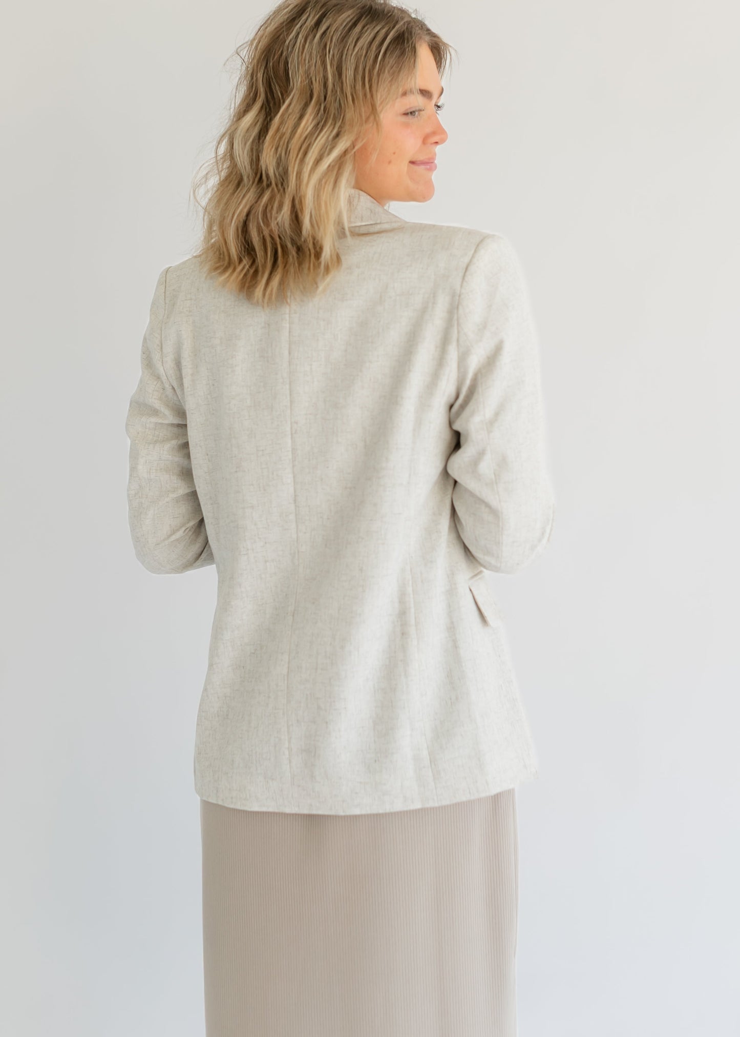 Linen Blend Open Front Blazer - FINAL SALE