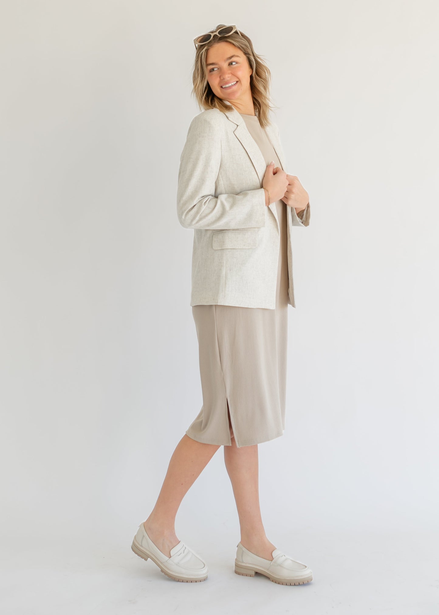 Linen Blend Open Front Blazer - FINAL SALE