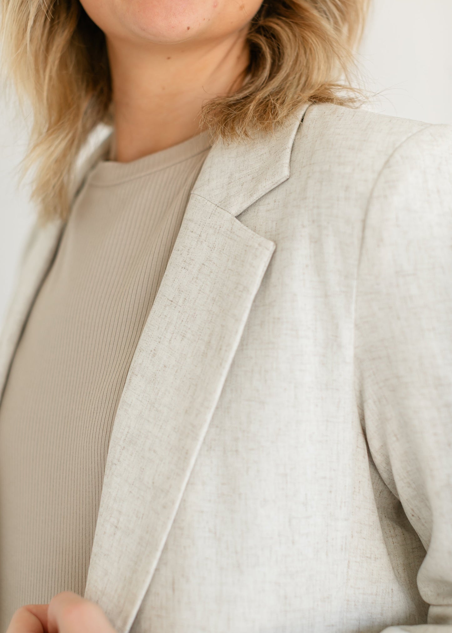 Linen Blend Open Front Blazer - FINAL SALE