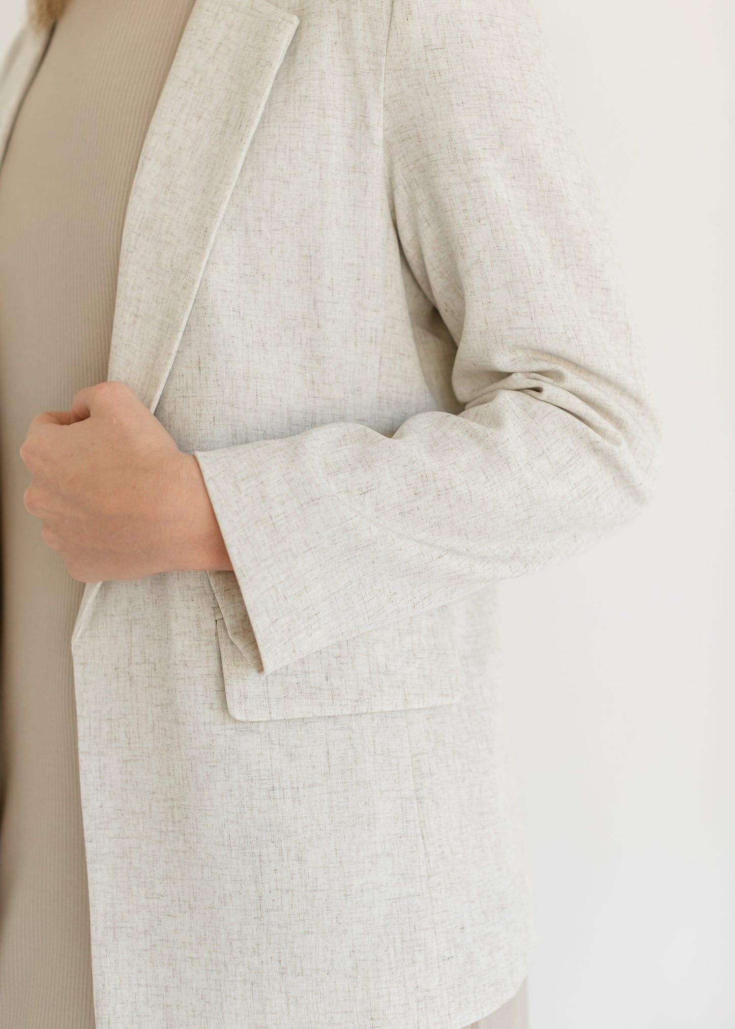 Linen Blend Open Front Blazer - FINAL SALE