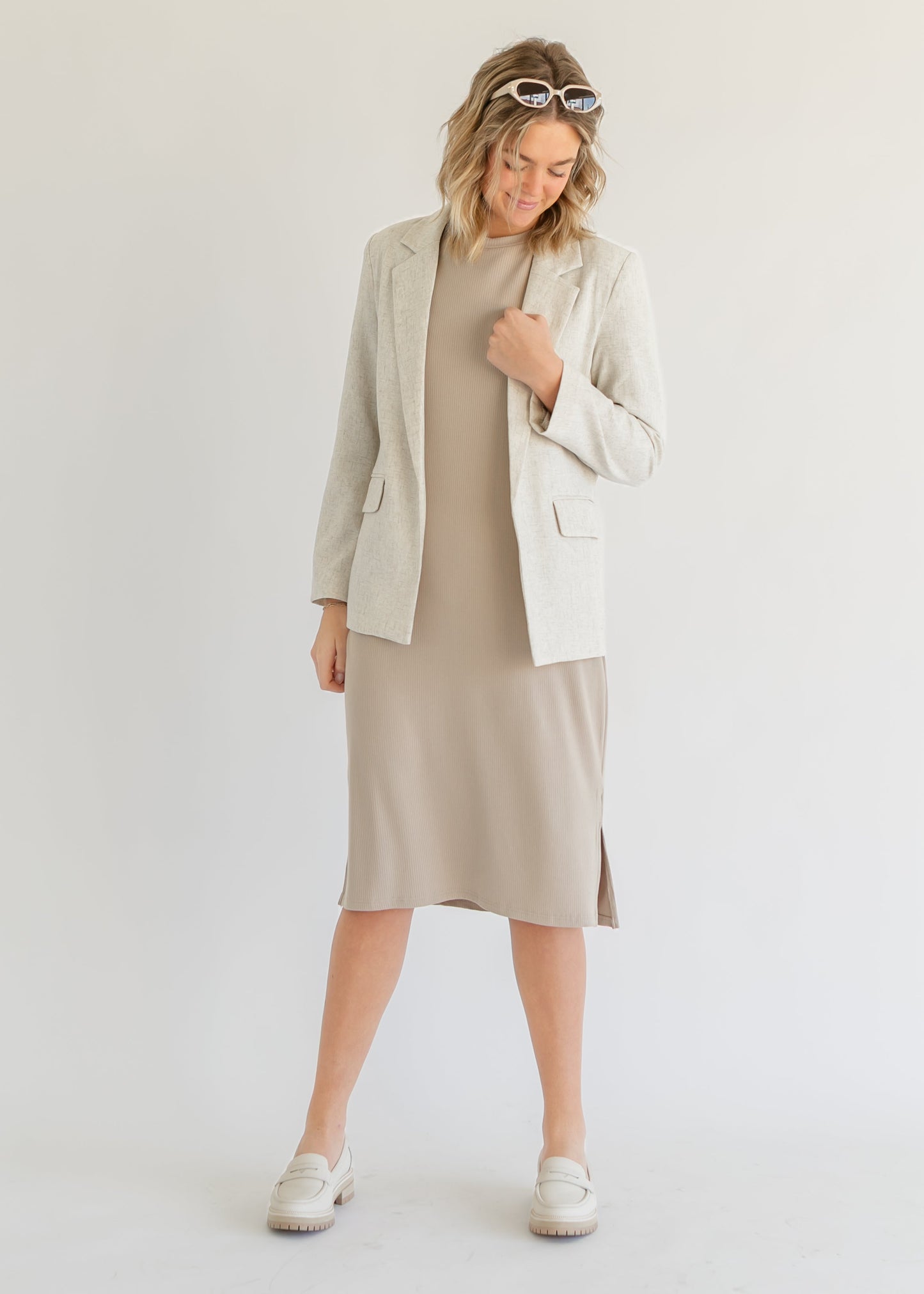 Linen Blend Open Front Blazer - FINAL SALE