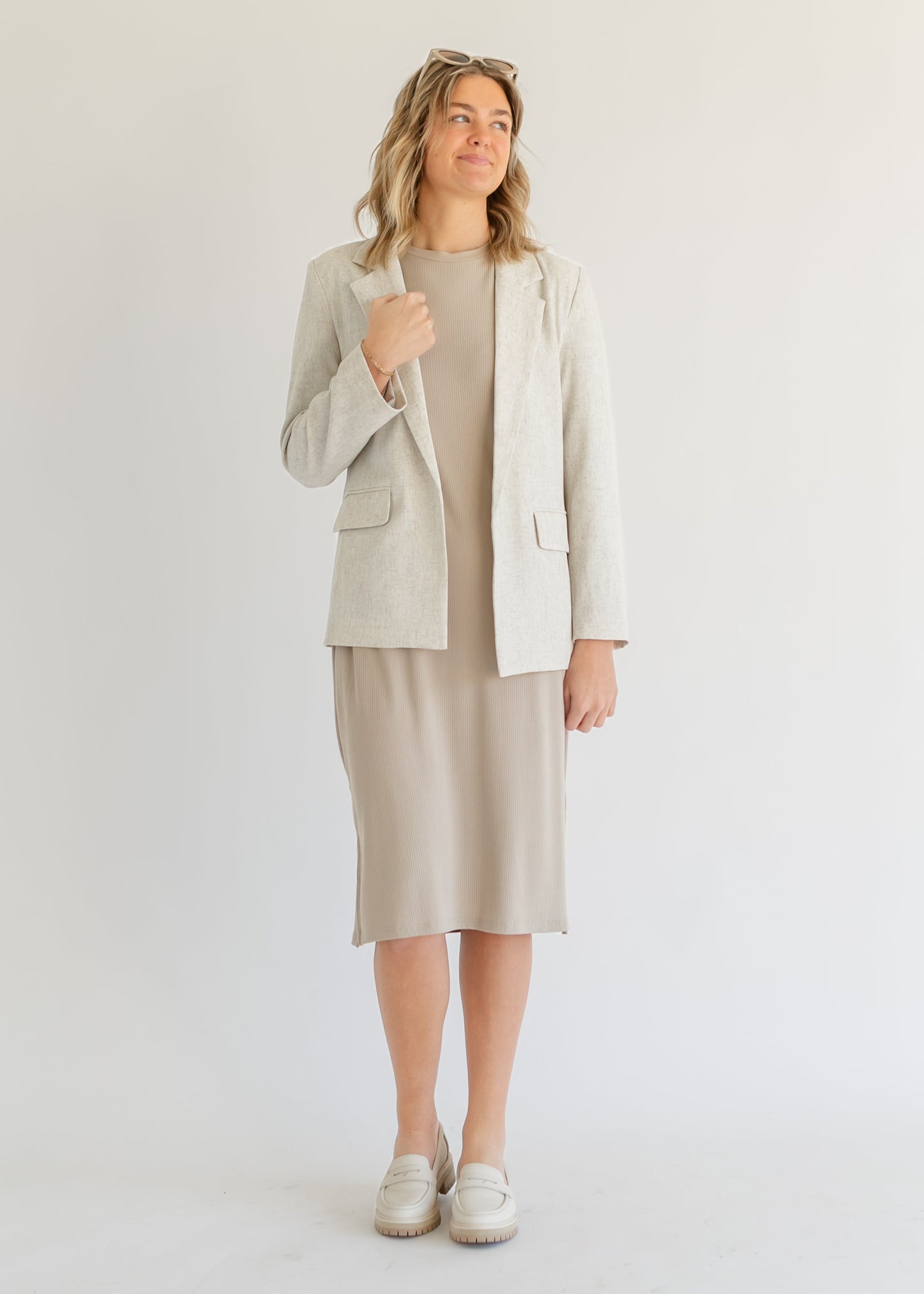Linen Blend Open Front Blazer - FINAL SALE