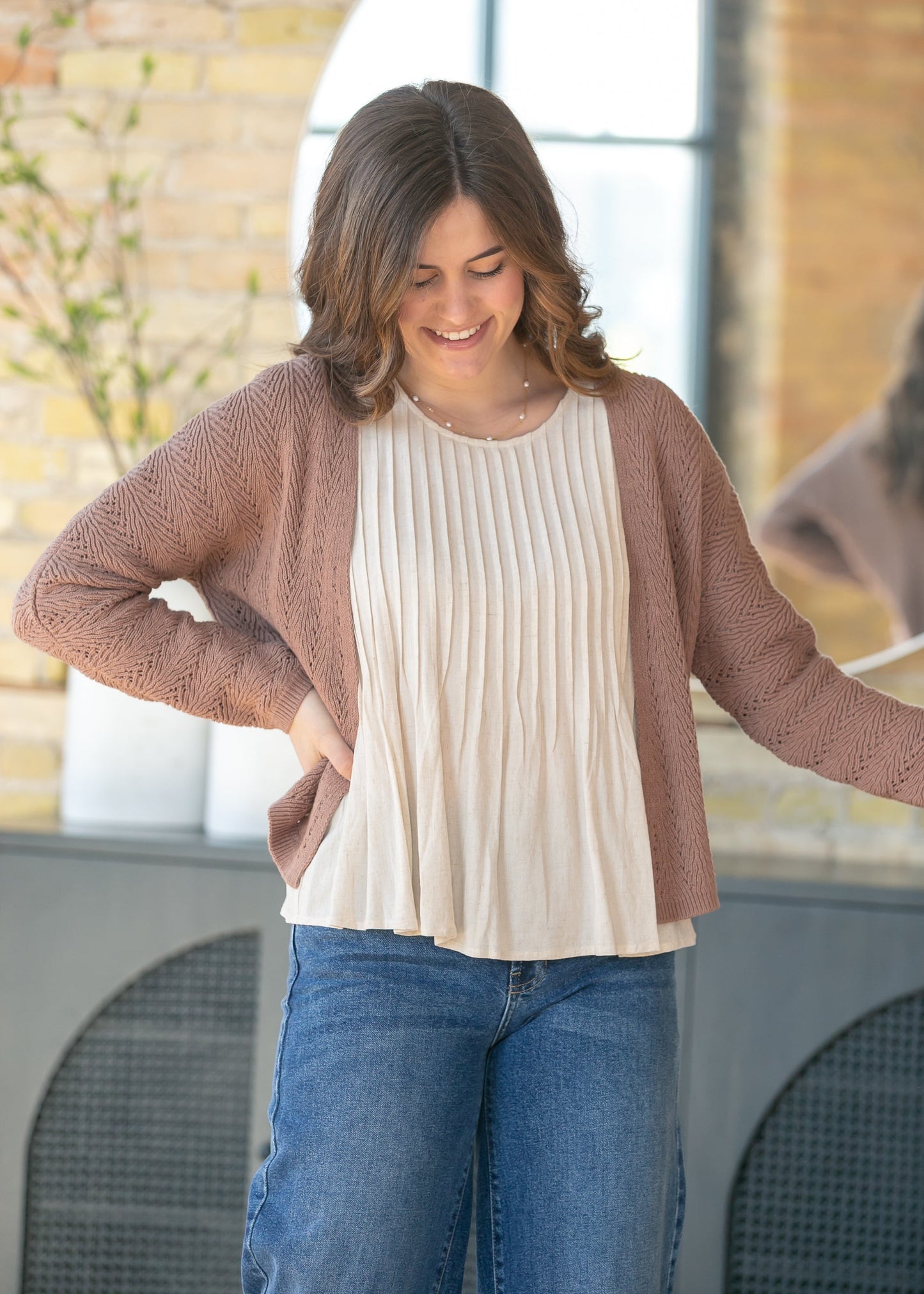 Linen Blend Pleated Tank