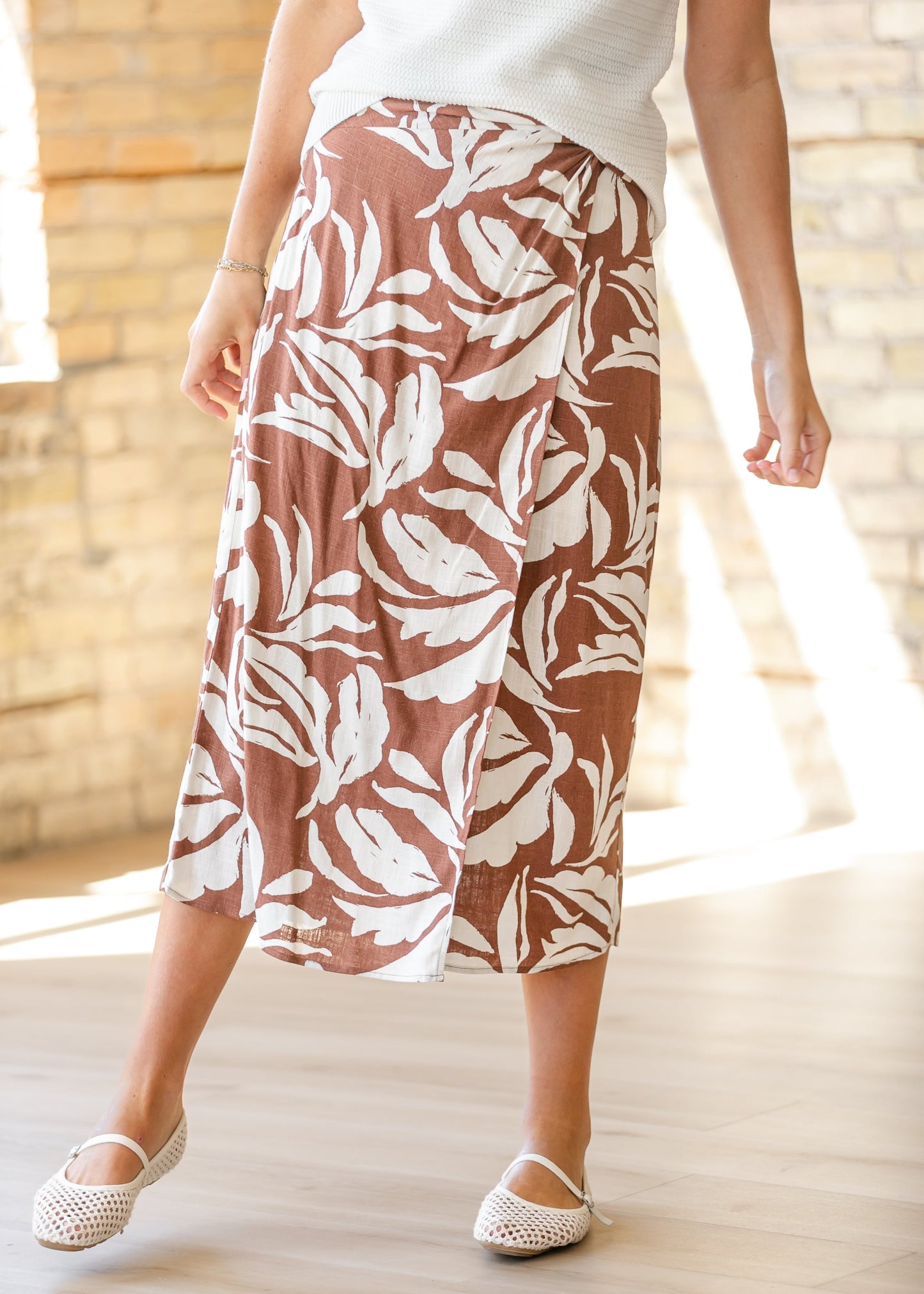 Linen Blend Wrap Midi Skirt - FINAL SALE