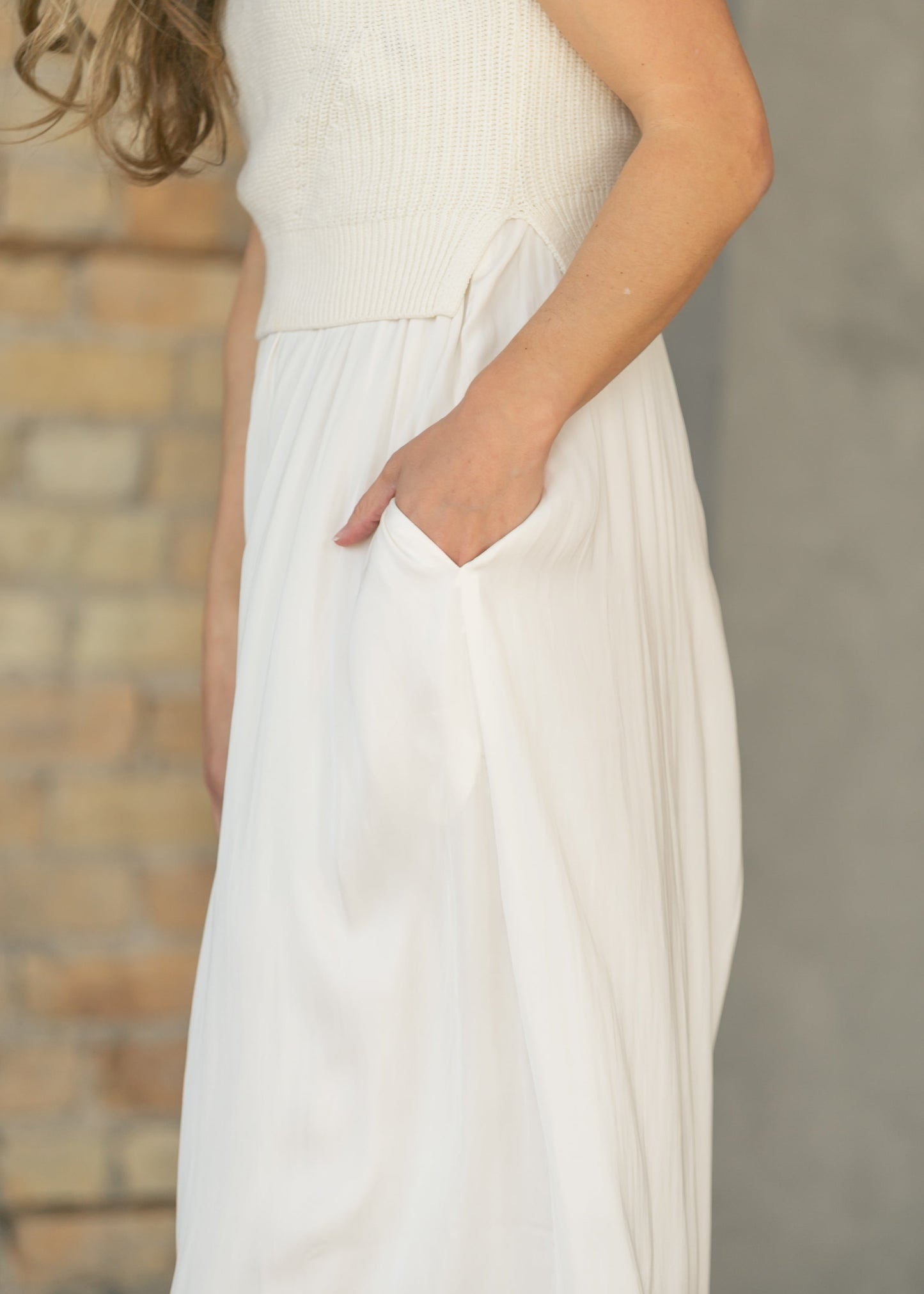 LIVERPOOL® Cream Sleeveless Tie Back Sweater Maxi Dress