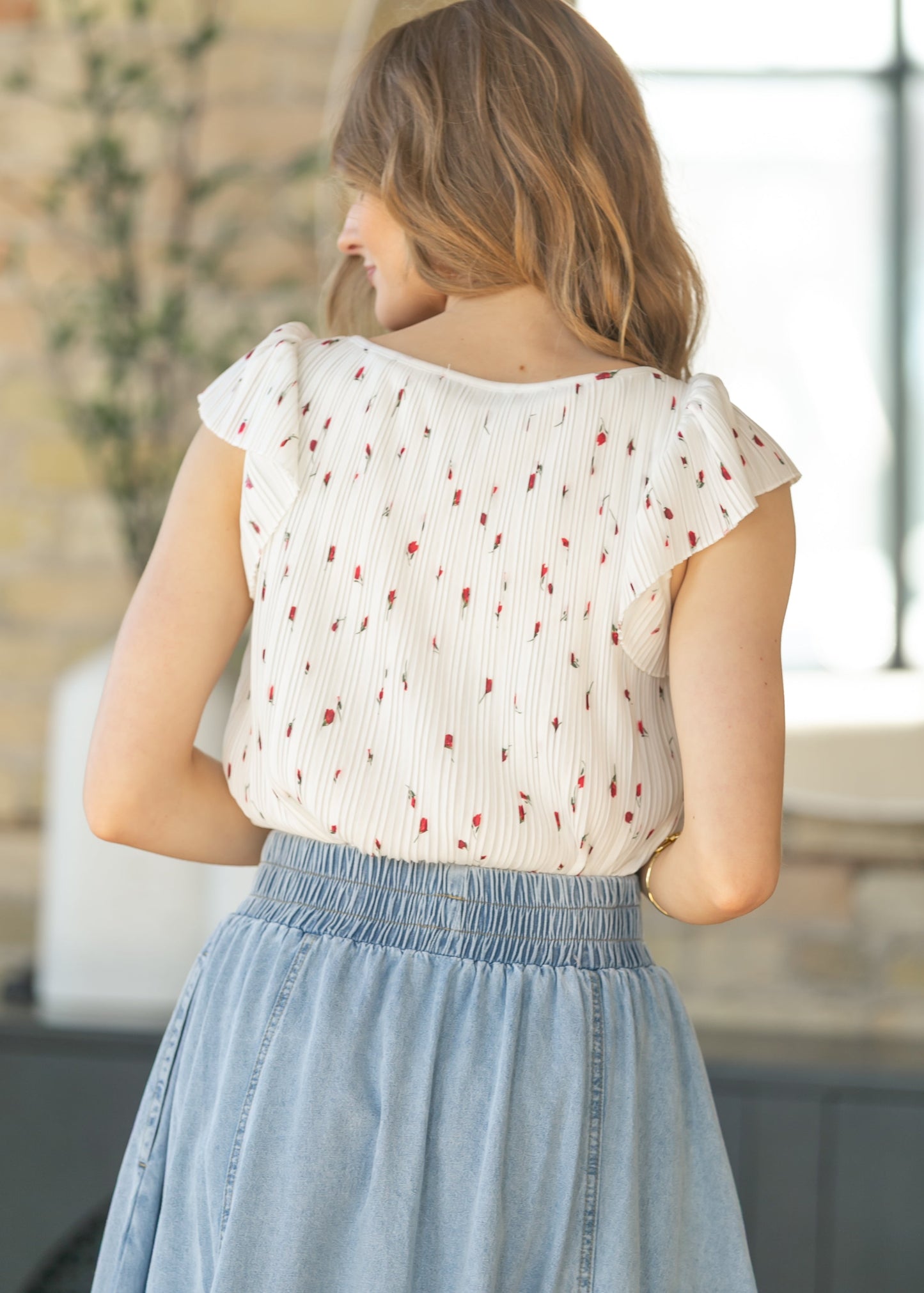 LIVERPOOL® Flutter Sleeve Boat Neck Top