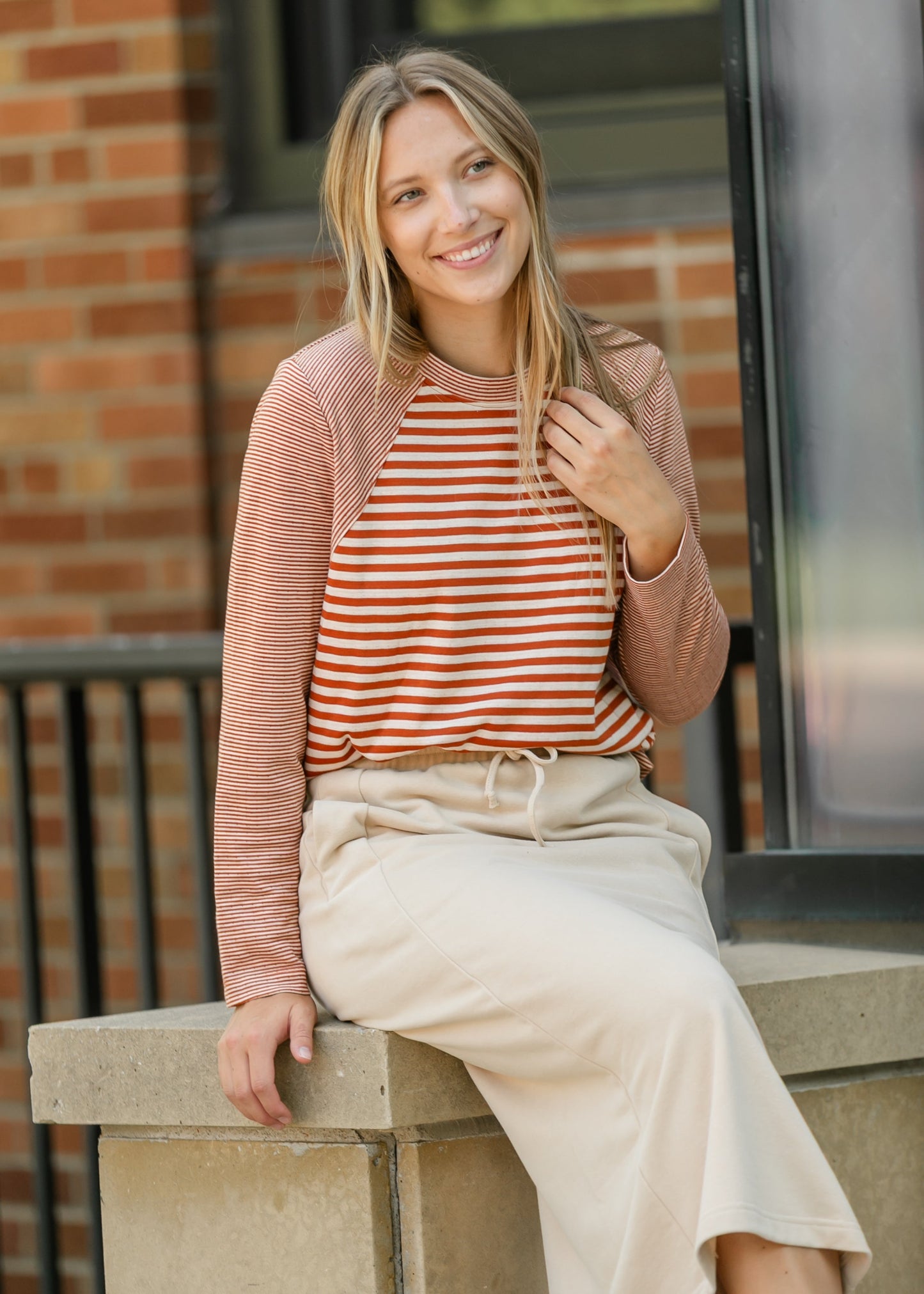 Liverpool Los Angeles® Crewneck Striped Knit Top - FINAL SALE