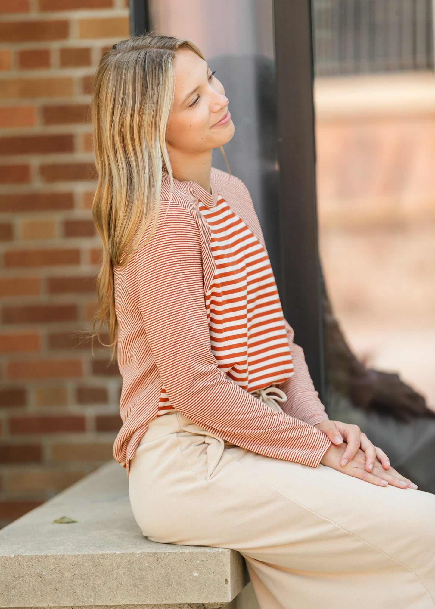 Liverpool Los Angeles® Crewneck Striped Knit Top - FINAL SALE