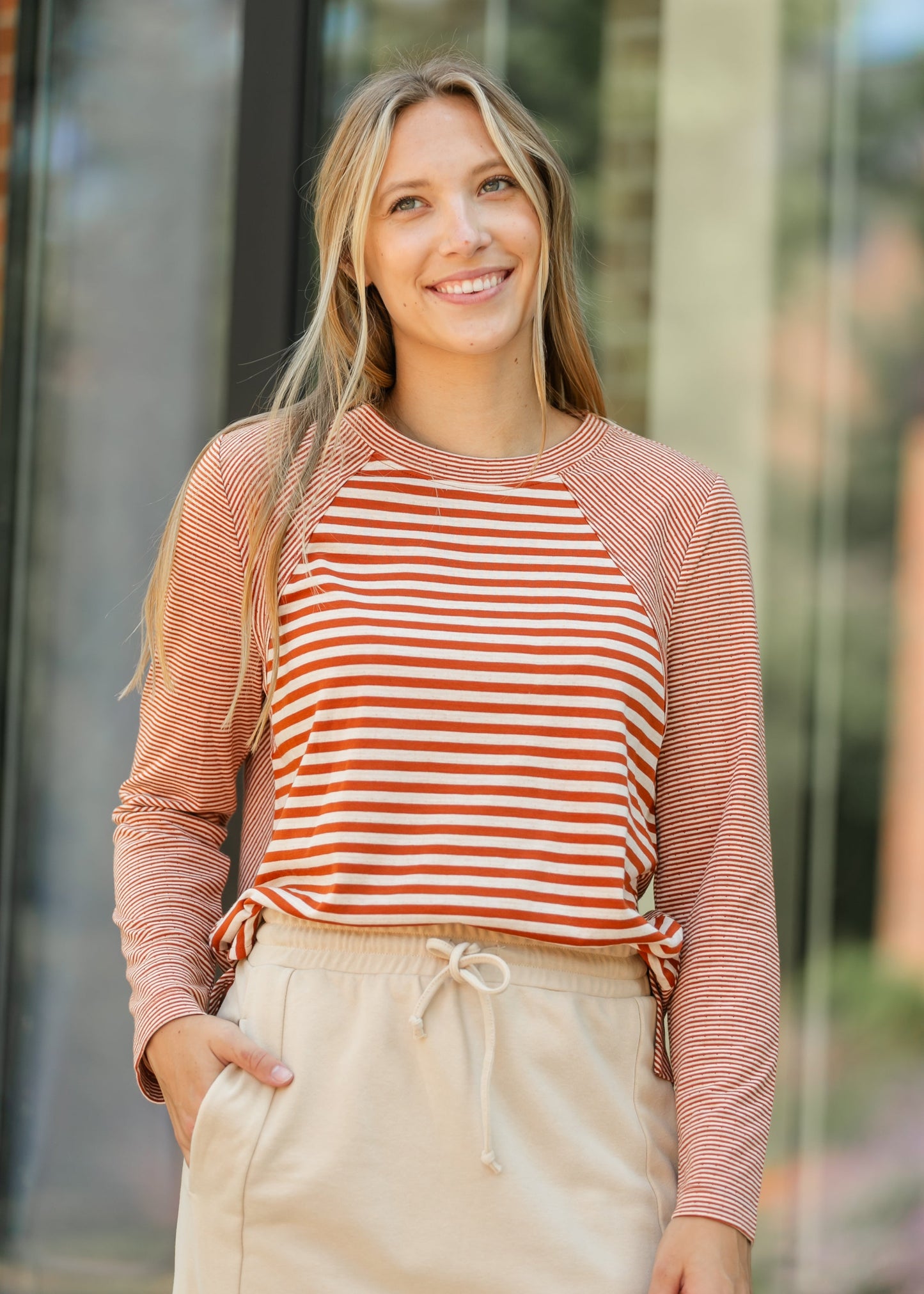 Liverpool Los Angeles® Crewneck Striped Knit Top - FINAL SALE
