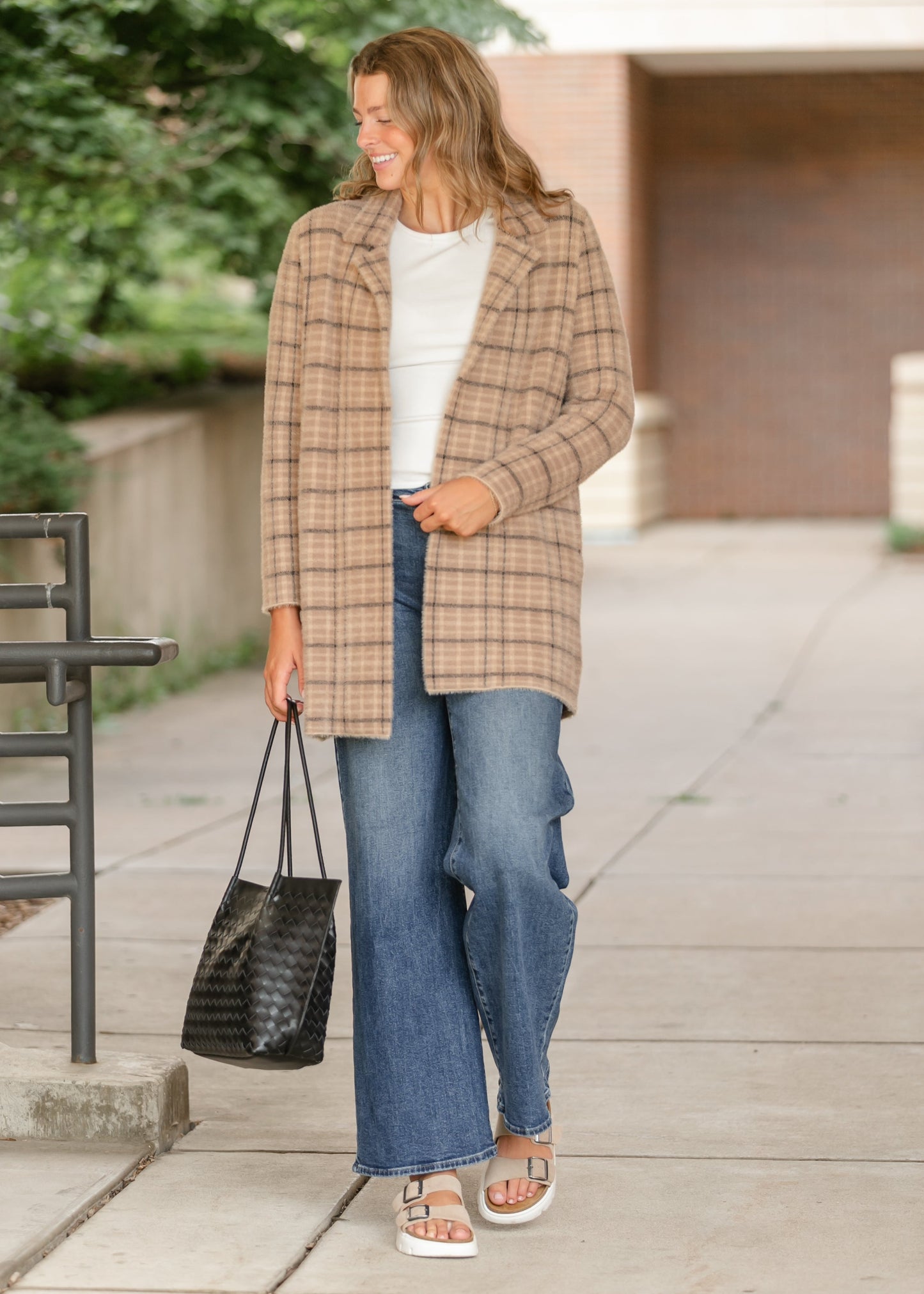 Liverpool Los Angeles® Plaid Open Front Sweater Coat - FINAL SALE