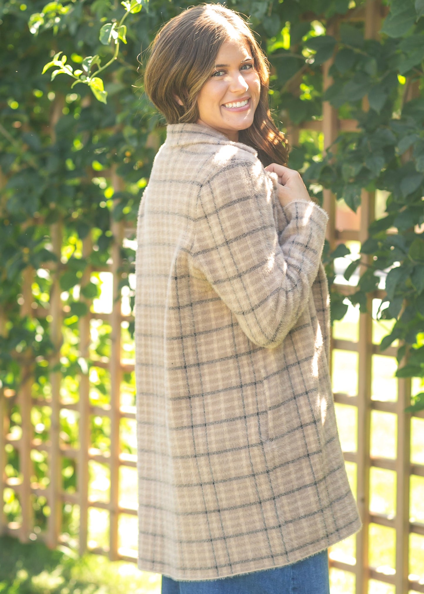 Liverpool Los Angeles® Plaid Open Front Sweater Coat - FINAL SALE