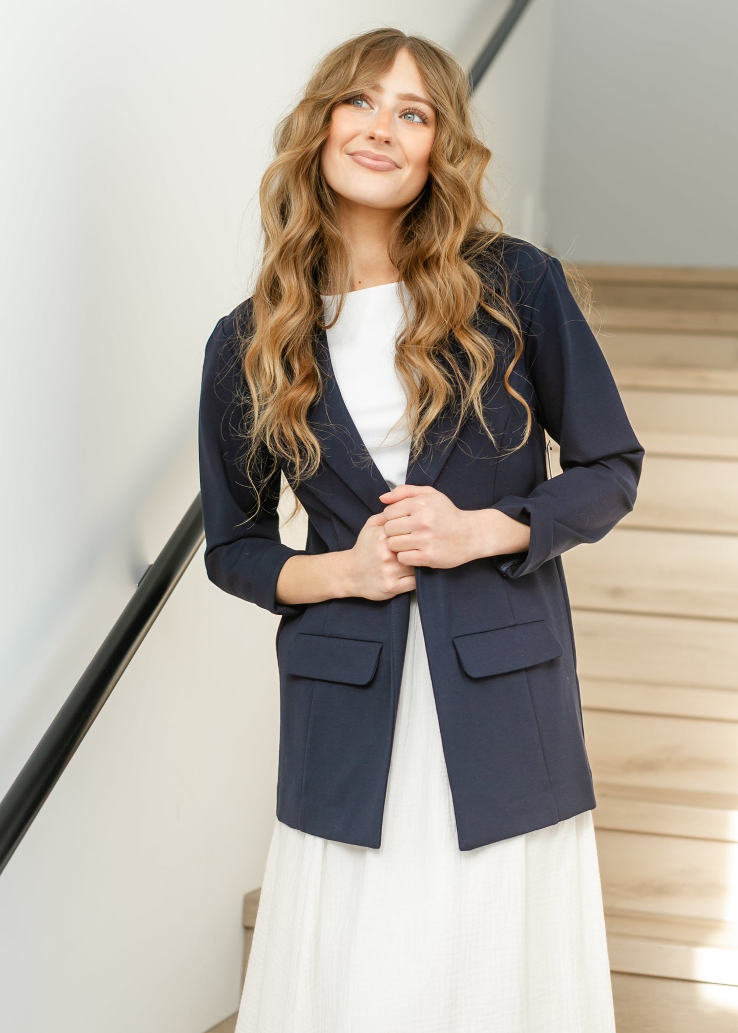 LIVERPOOL® Navy Princess Dart Relaxed Fit Blazer - FINAL SALE