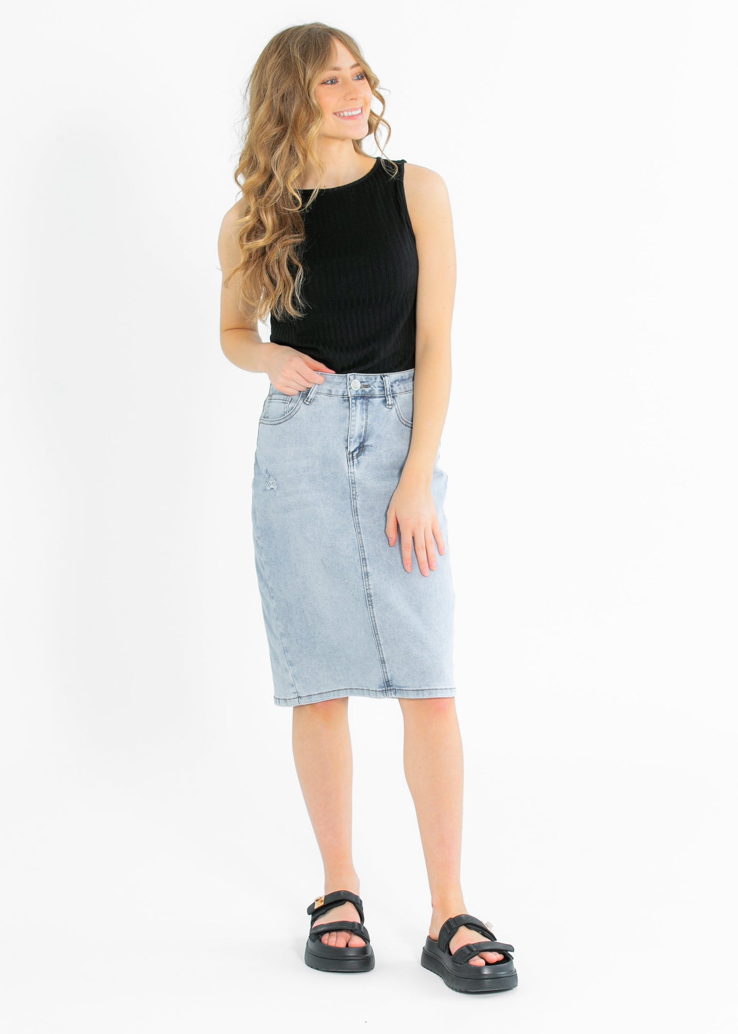 Liverpool® Sleeveless Boat Neck Rib Knit Top - FINAL SALE