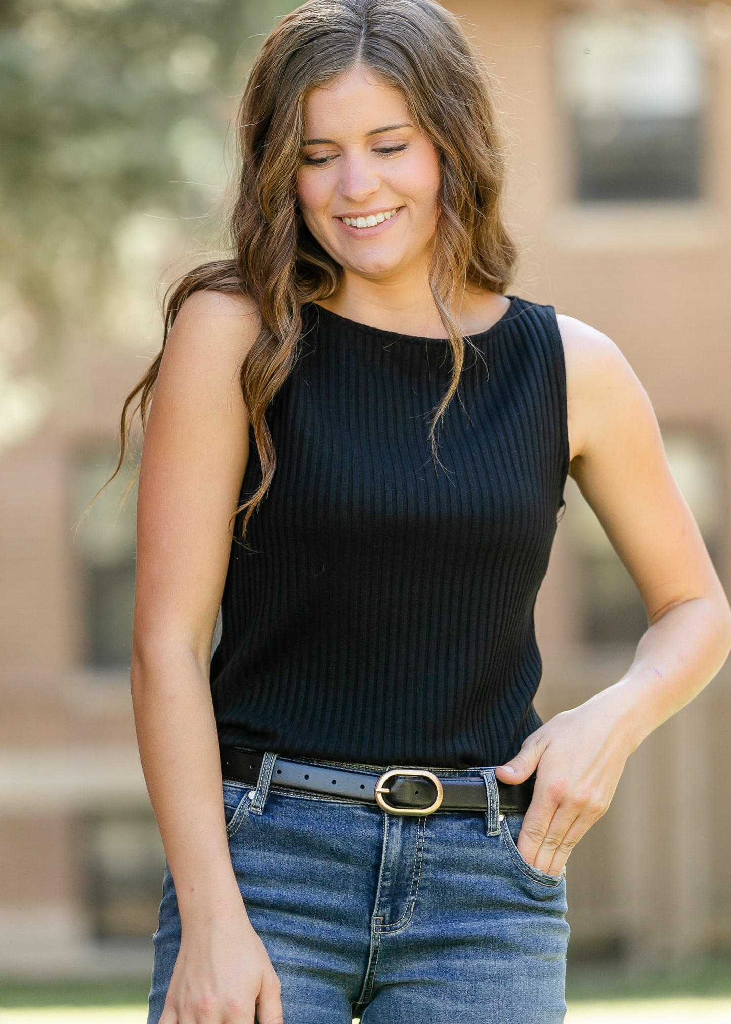 Liverpool® Sleeveless Boat Neck Rib Knit Top - FINAL SALE