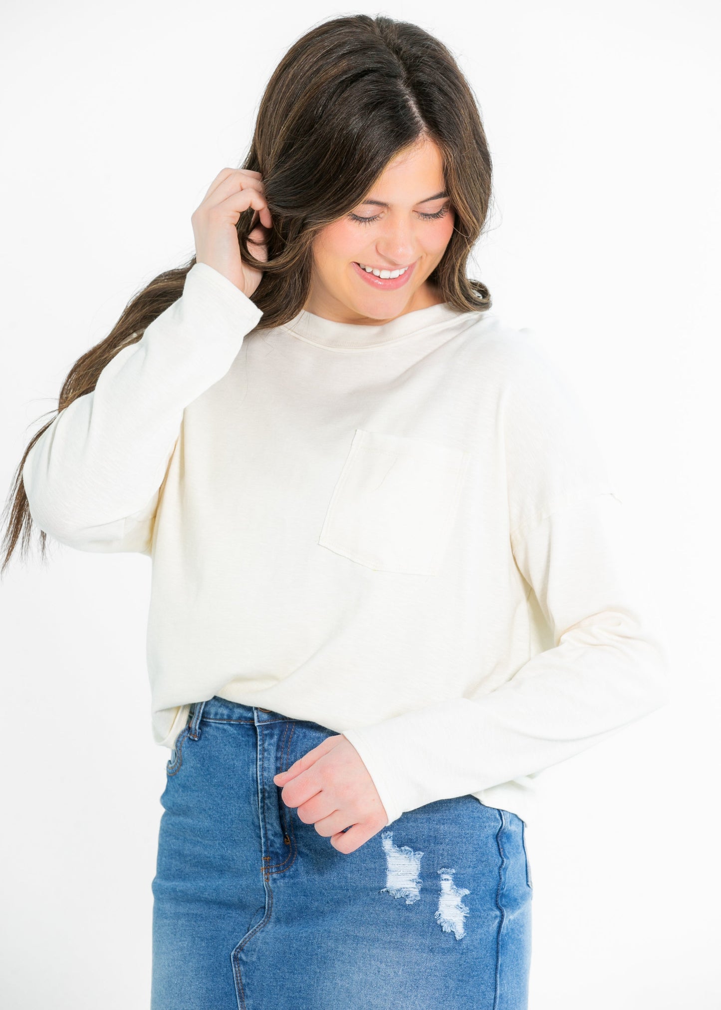 Long Sleeve Crewneck Pocket Tee - FINAL SALE